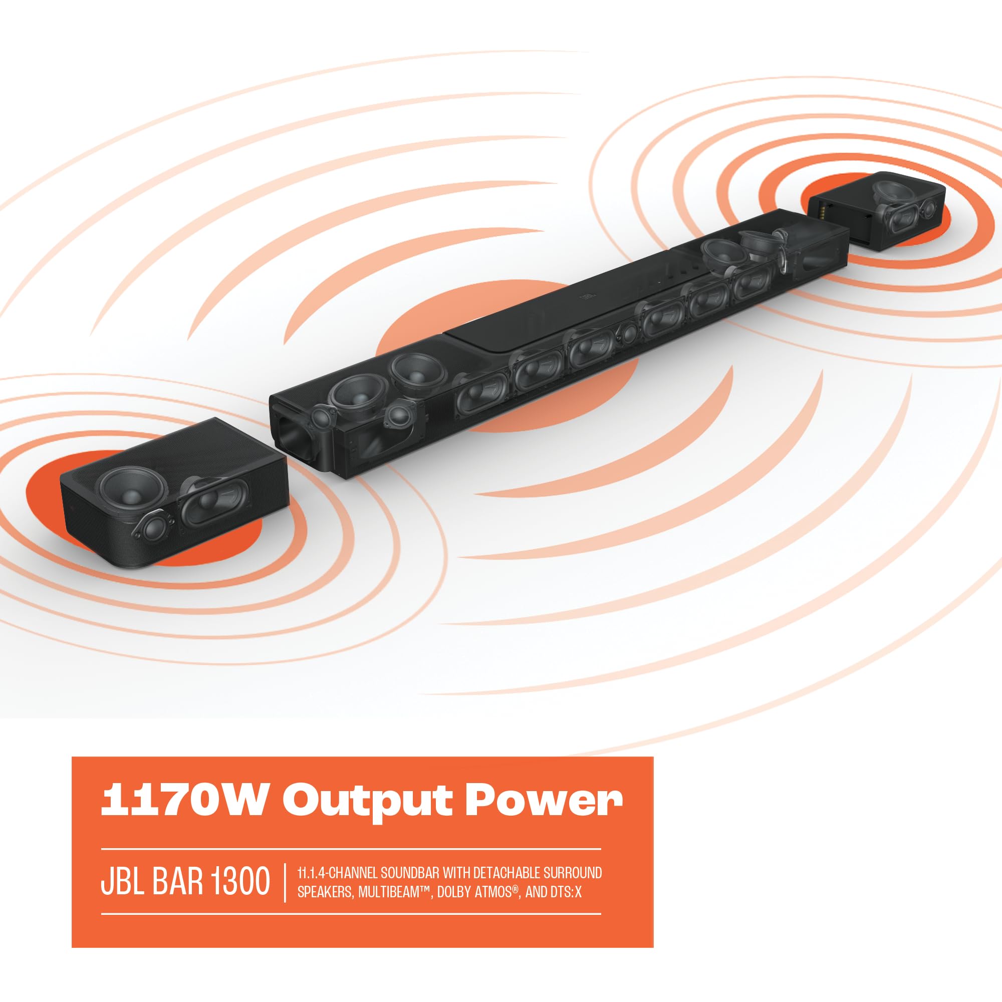 Jbl Bar 1300X: 11.1.4-Channel Soundbar With Detachable Surround Speakers, Multibeam, Dolby Atmos And Dts:X, Black
