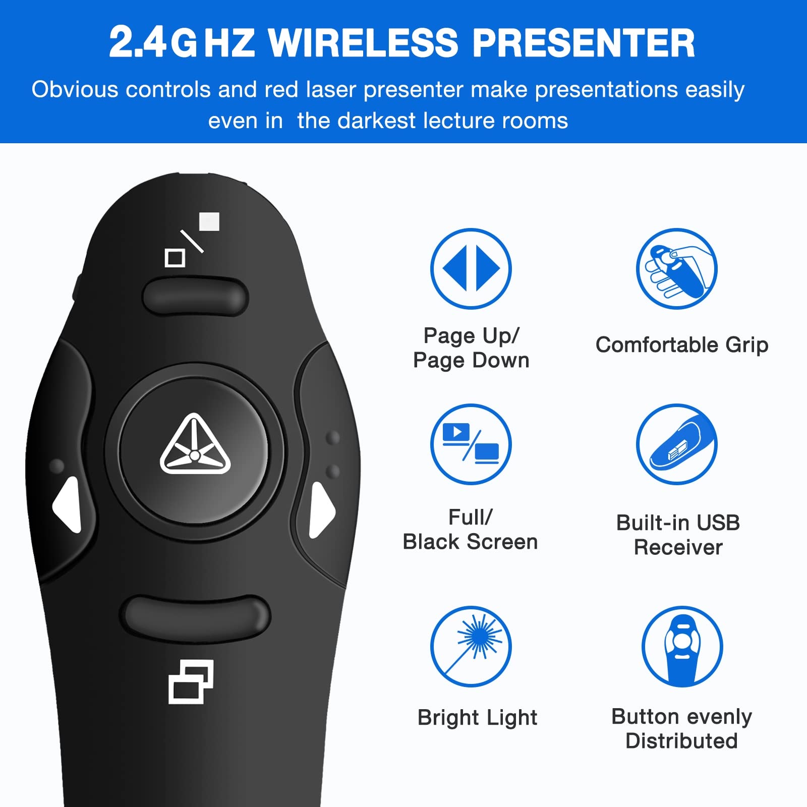 Presentation Clicker Wireless Presenter Remote Usb Control Powerpoint Ppt Clicker, Laser Pointer Rf 2.4Ghz Presenter Remote Goog