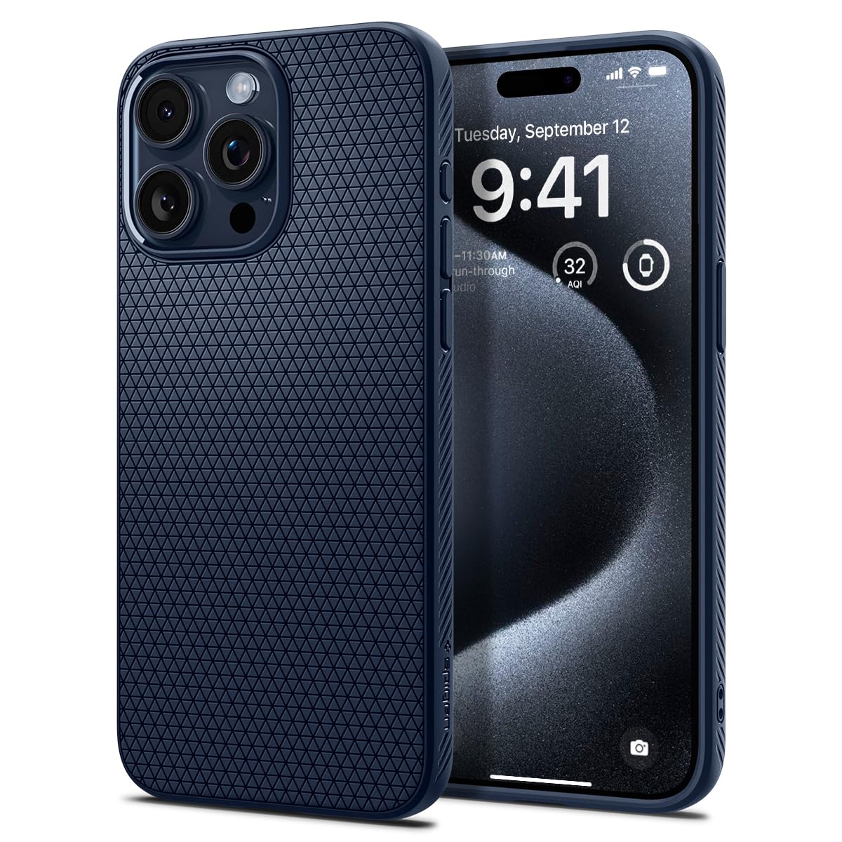 Spigen Liquid Air Designed for iPhone 15 Pro Case (2023) [Military-Grade Protection] - Navy Blue