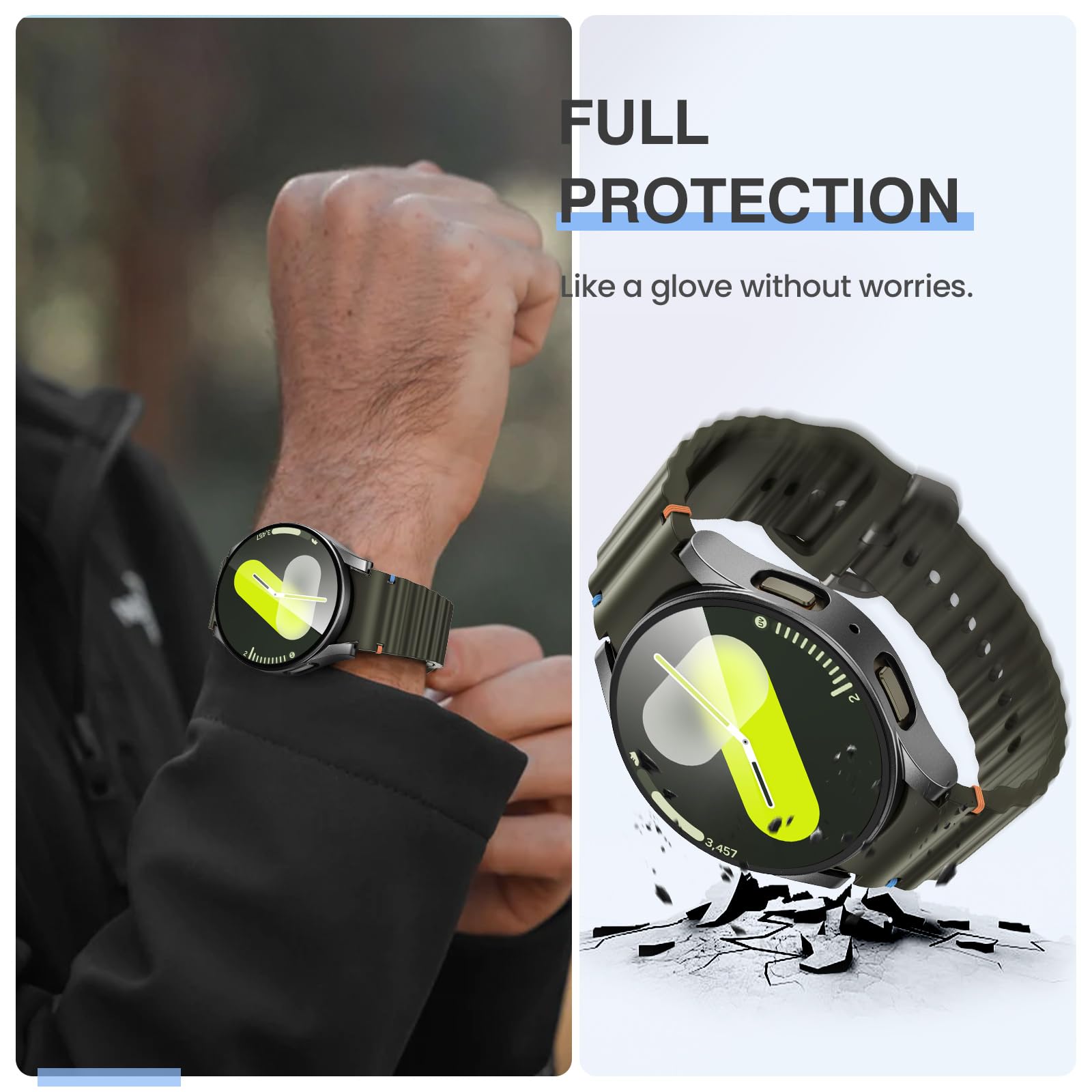 Tensea [2Pack For Samsung Galaxy Watch 7 2024 Screen Protector Case 44Mm Accessories, Protective Face Cover For 44 Mm, Hard Bump