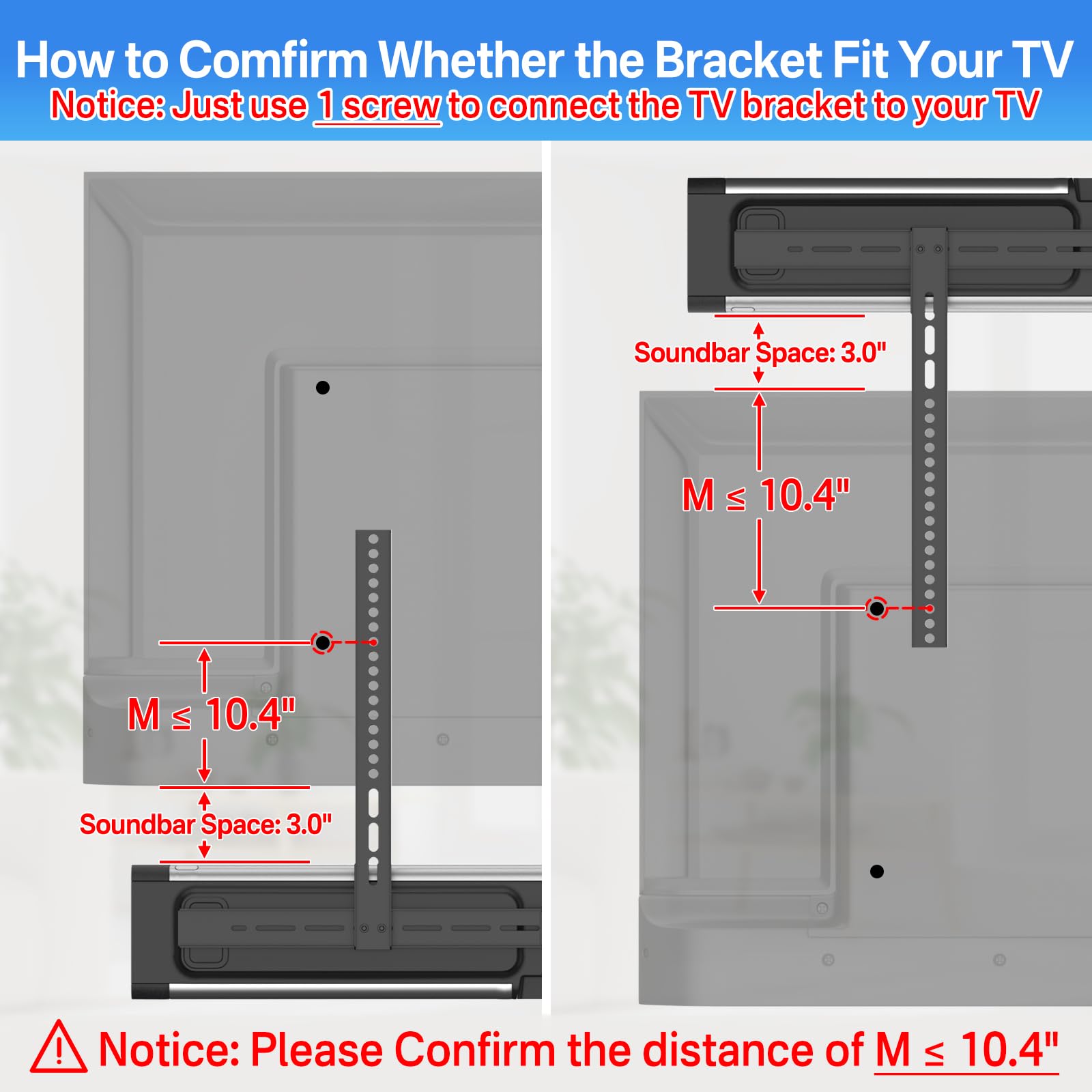 Yibracki Upgrade Height Adjustable Soundbar Tv Mount For Sonos Playbar Mount Under Or Above Tv With Hardware Kits Easy To Instal