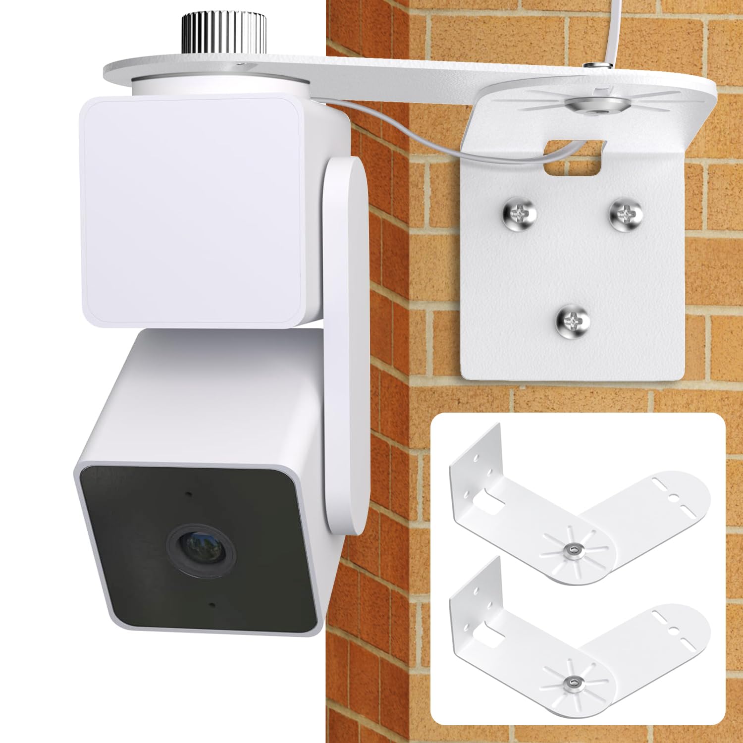 2Pack Metal Corner Wall Mount Bracket For Wyze Cam Pan V3/V2, Wyze Cam V4/V3/V2, Max Cover Both Sides Of The House 300 Degrees R