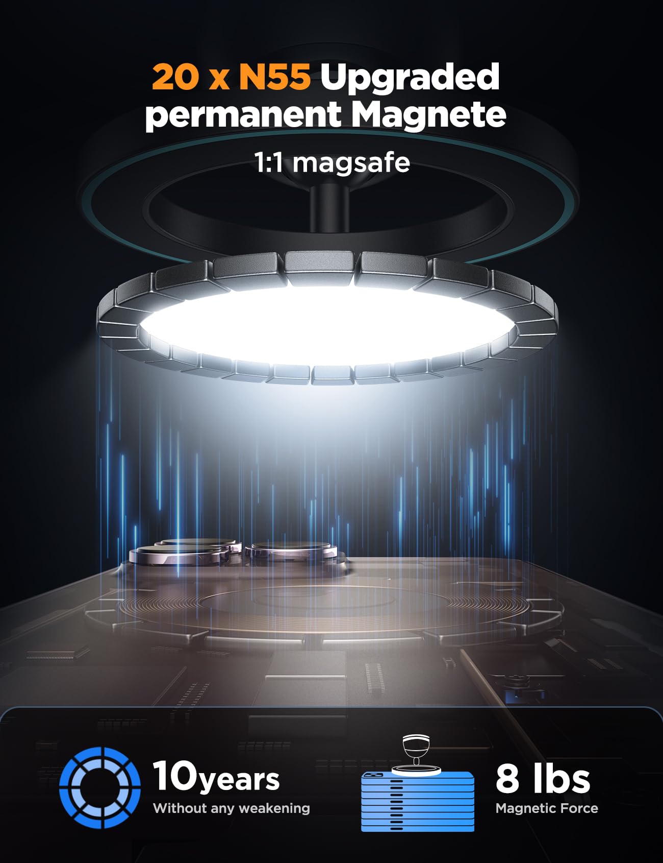 Joyroom For Magsafe Car Mount, [20 Strongest Magnet][Nano Tech Adhesive] Magnetic Phone Holder For Car, All Metal Magnet Iphone