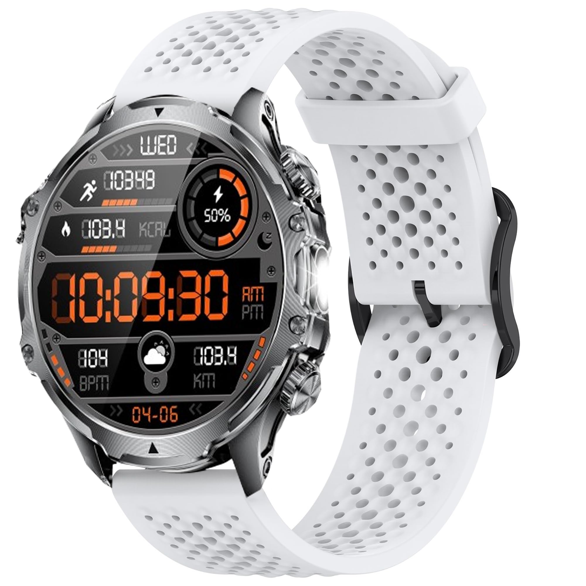 Lamshaw Compatible for HIRREO Smart Watch Bands, 22mm Silicone band with Metal Buckle Compatible for LIGE, HIRREO FV12, FV14, FV