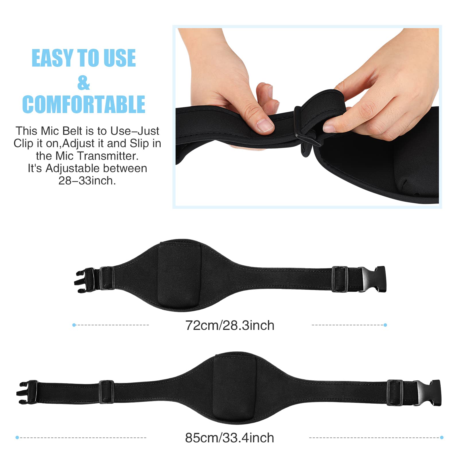 Mic Belt Mic Fitness Adjustable Microphone Black Instructor Microphone Strap Belt For Fitness(4 Pieces)