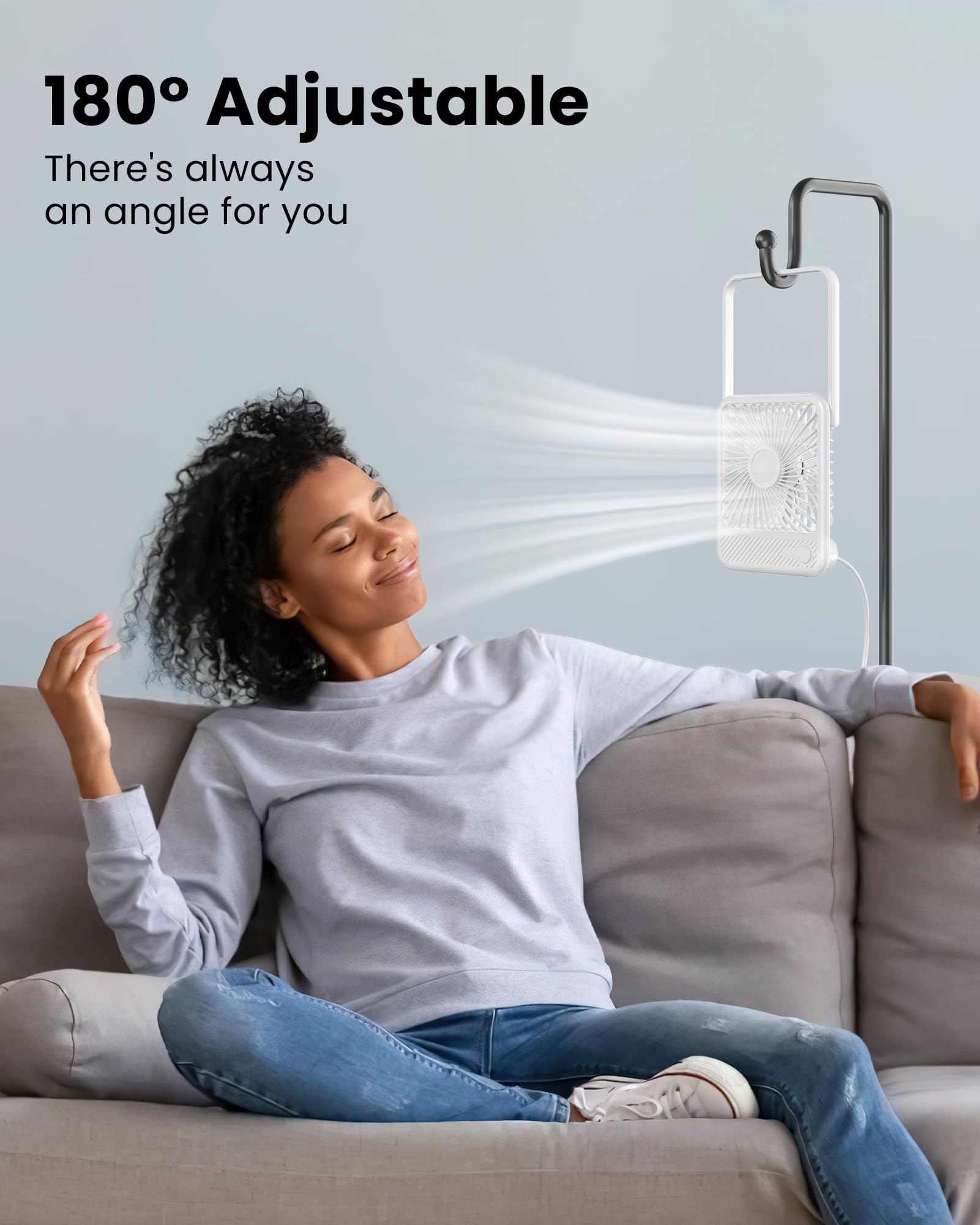Koonie Usb Desk Fan, Strong Wind Ultra Quiet Small Personal Fan With 180 Tilt Folding And 3 Speeds Adjustable, Usb C Corded Powe