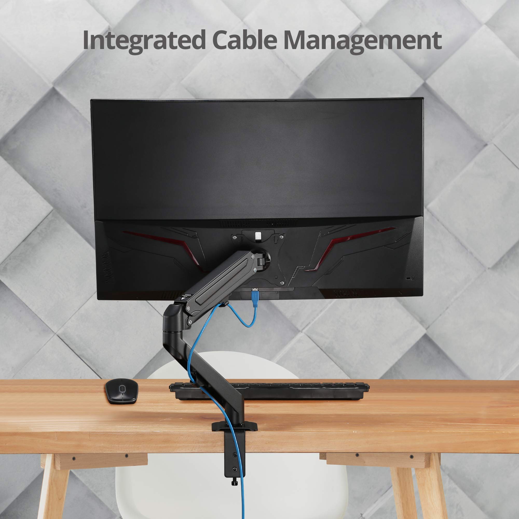 Siig Single Monitor Desk Mount, 17 To 27, C Clamp Base, Premium Gas Spring, Fits Flatcurved Monitor, Fully Adjustable, Load Bear