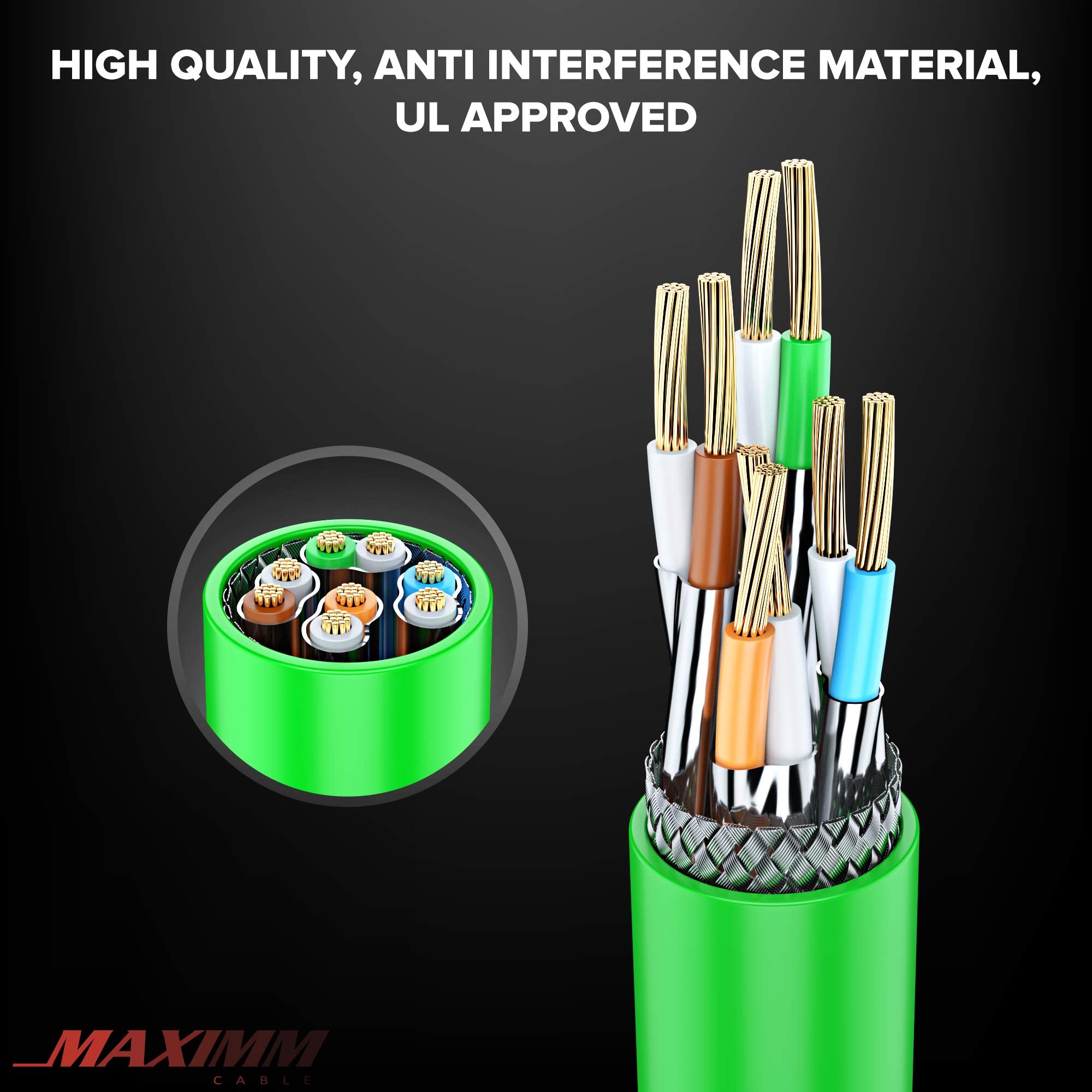 Cat 7 Ethernet Cable 12 Ft   High Speed Internet & Network Lan Patch Cable, Rj45 Connectors   12Ft / Green   Perfect For Gaming, Streaming, And More