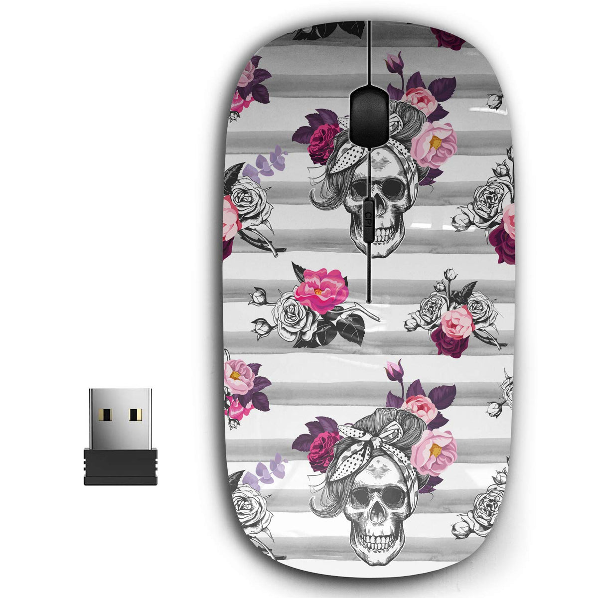 Kawamouse 2.4G Ergonomic Portable Usb Wireless Mouse For Pc, Laptop, Computer, Notebook With Nano Receiver (Ster Skull Silhouett