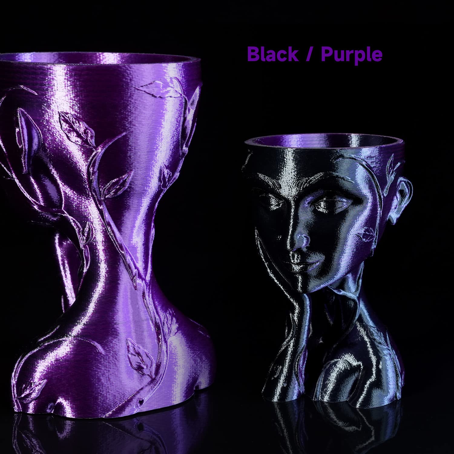 Gratkit Silk Dual Color Pla Filament, Coextrusion Pla Filament 1.75Mm,  0.03Mm, 1Kg/Roll, Silk Pla Black & Purple