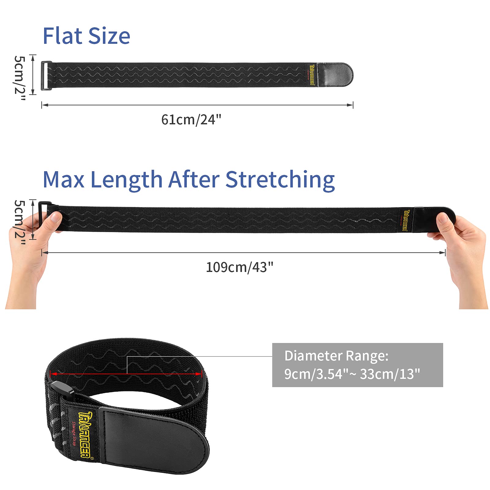 Trilancer Elastic Cinch Straps With Anti Slip Strips, 24 'X 2' (4 Pack) Multipurpose Hook And Loop Bundling Straps For Hose, Cords, Bike, Luggage, Camping, Yoga Mats