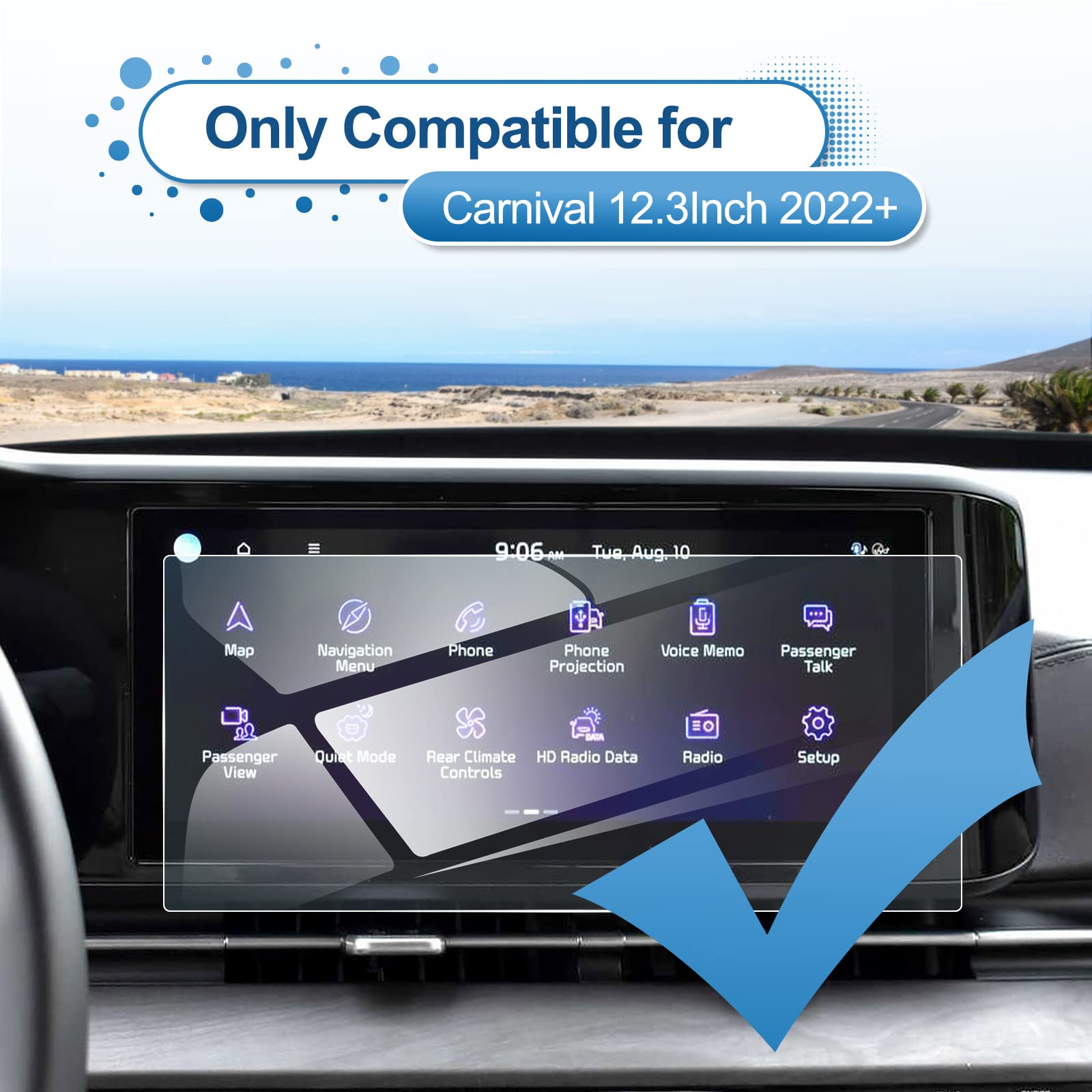 Coleya (Updated) 2022 2023 2024 Carnival Ka4 Screen Protector For Kia Carnival (Ex/Sx/Sx Prestige) 12.3 Inch Touch Screen, 9H Te