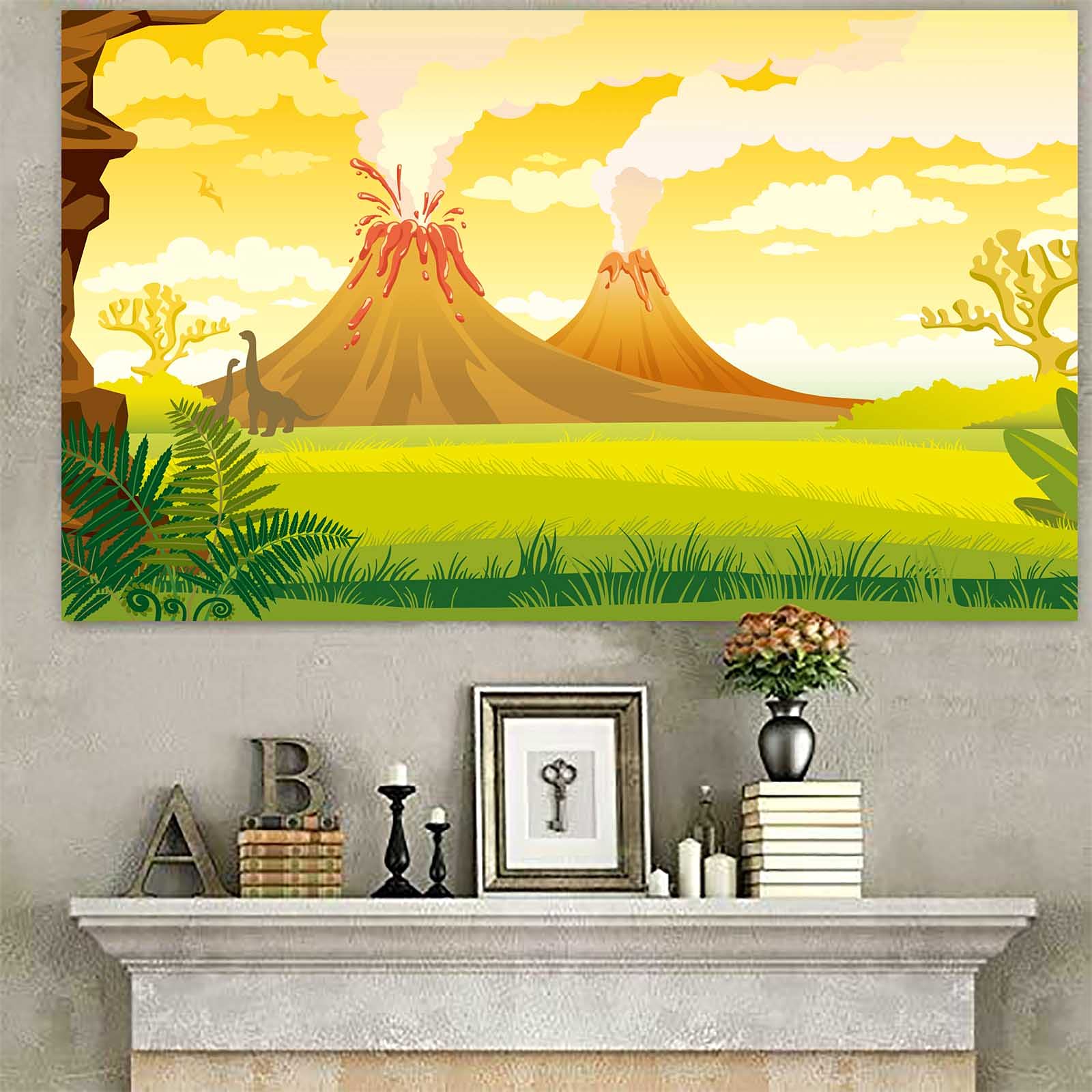 Tanystropheus Tyrannosaurus Rex Dinosaur Banner Backdrop Background Photo Booth Props Volcano Tropical Dino T Rex Theme Decor Fo