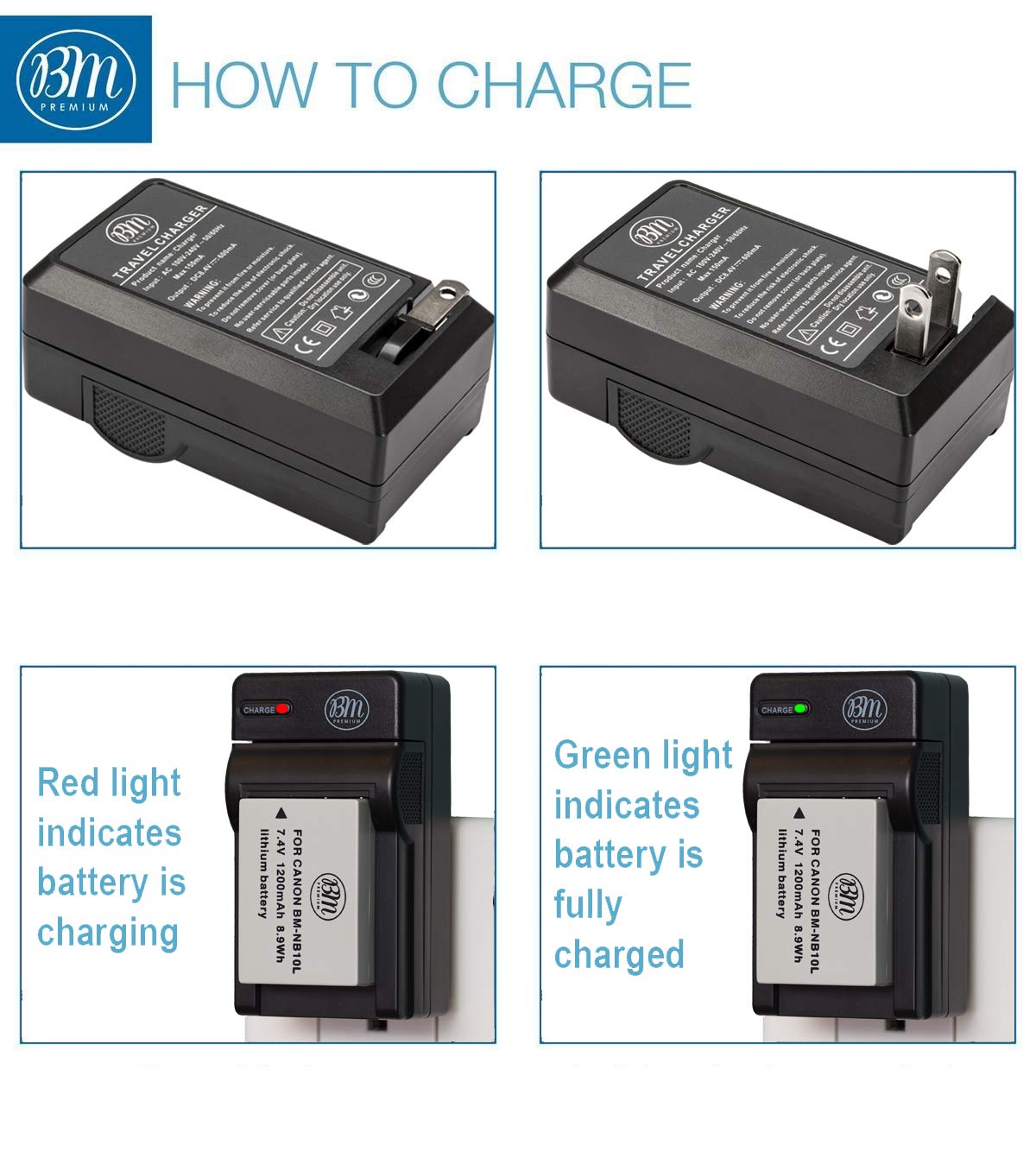 BM Premium NB 10L Battery and Charger Kit for Canon PowerShot G15, G16, G1X, G3 X, SX40 HS, SX50 HS, SX60 HS Digital Camera