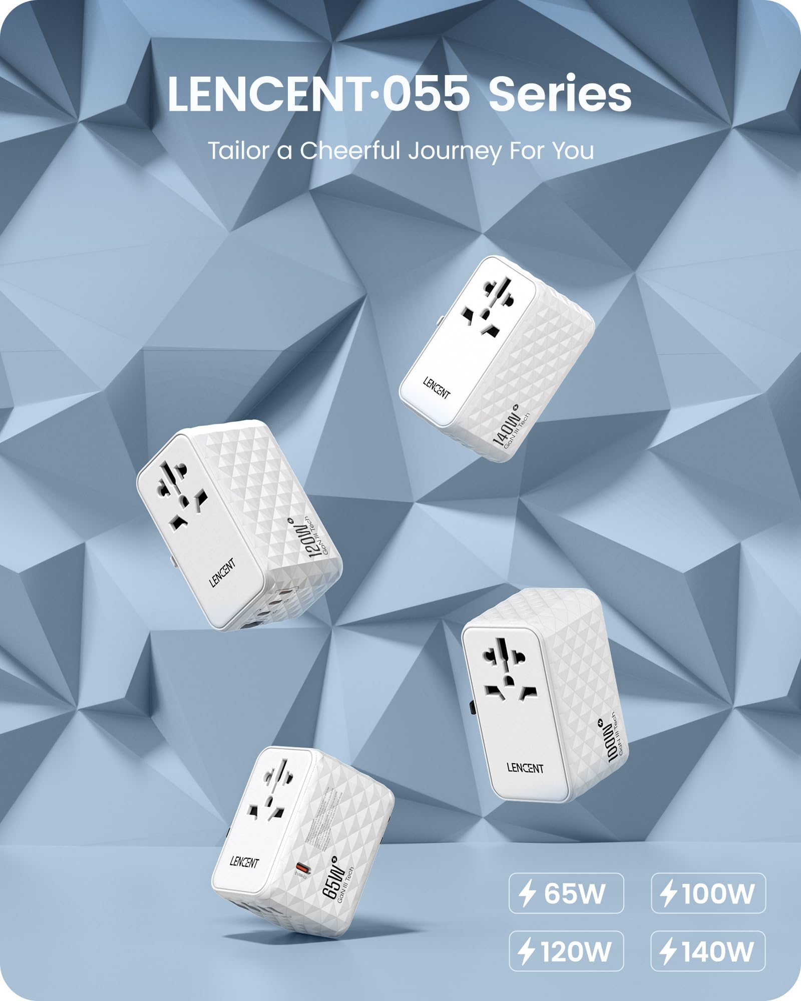 Lencent 140W International Travel Adapter, Gan Universal Travel Adapter With 1 Usb A & 3 Type C Power Adapter, Fast Charger For