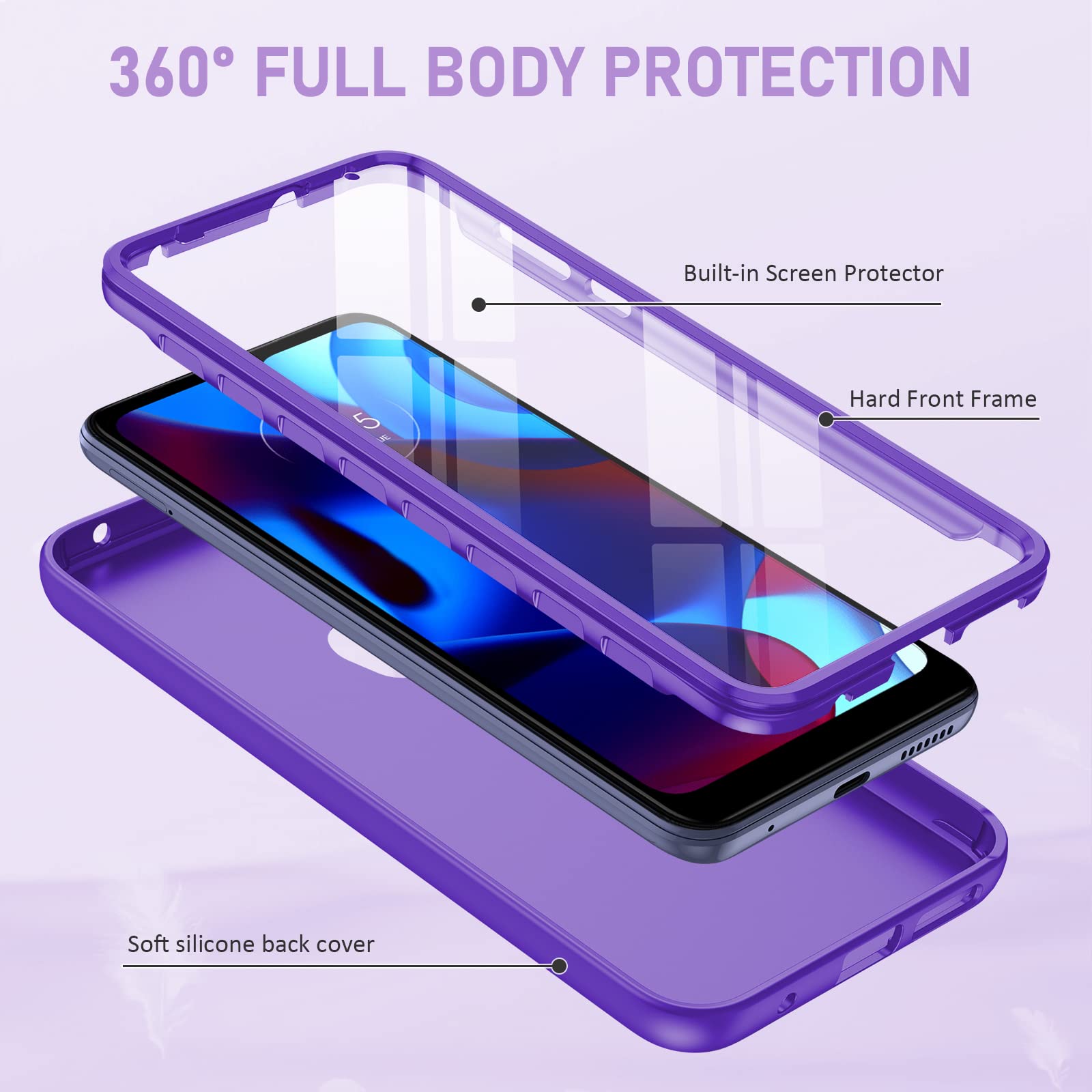 Pujue For Motorola Moto G Pure Phone Case: G Play 2023 | G Power 2022 Silicone Matte Case 360 Full Protection   Rugged Bumper St
