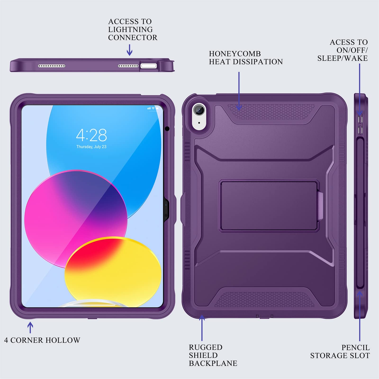 Supveco Case For Ipad 10Th Generation (10.9'', 2022 Released), Dual Layer Full Body Protection Cases With Built In Screen Protec