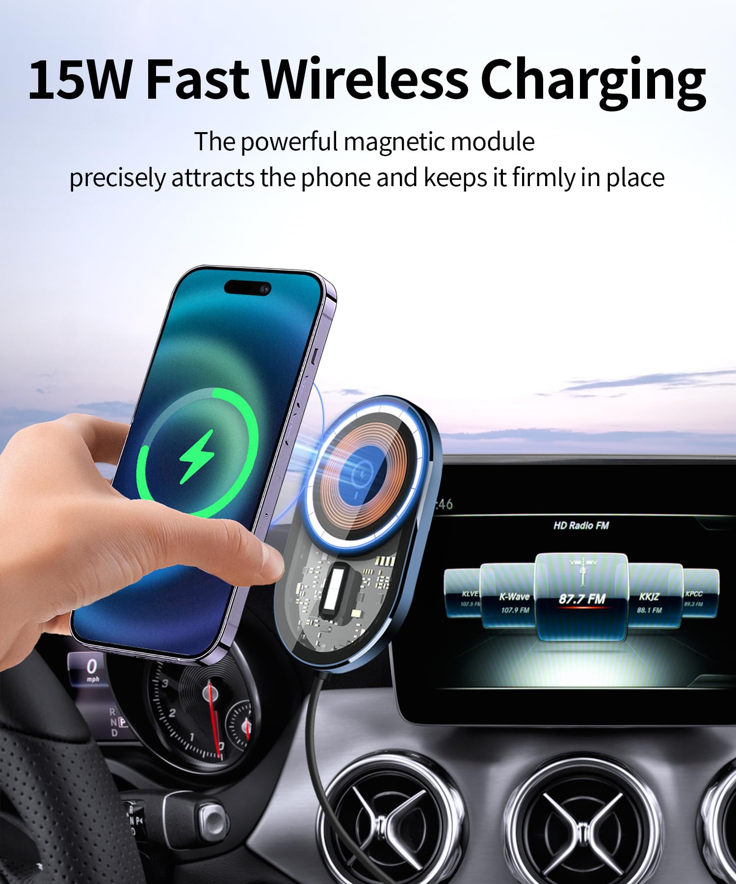 Masergogo Wireless Charging Car Phone Holder For Mercedes Benz Cla-Class 2015-2019/Gla-Class 2016-2020 Accessories 7/8 Inch Scre