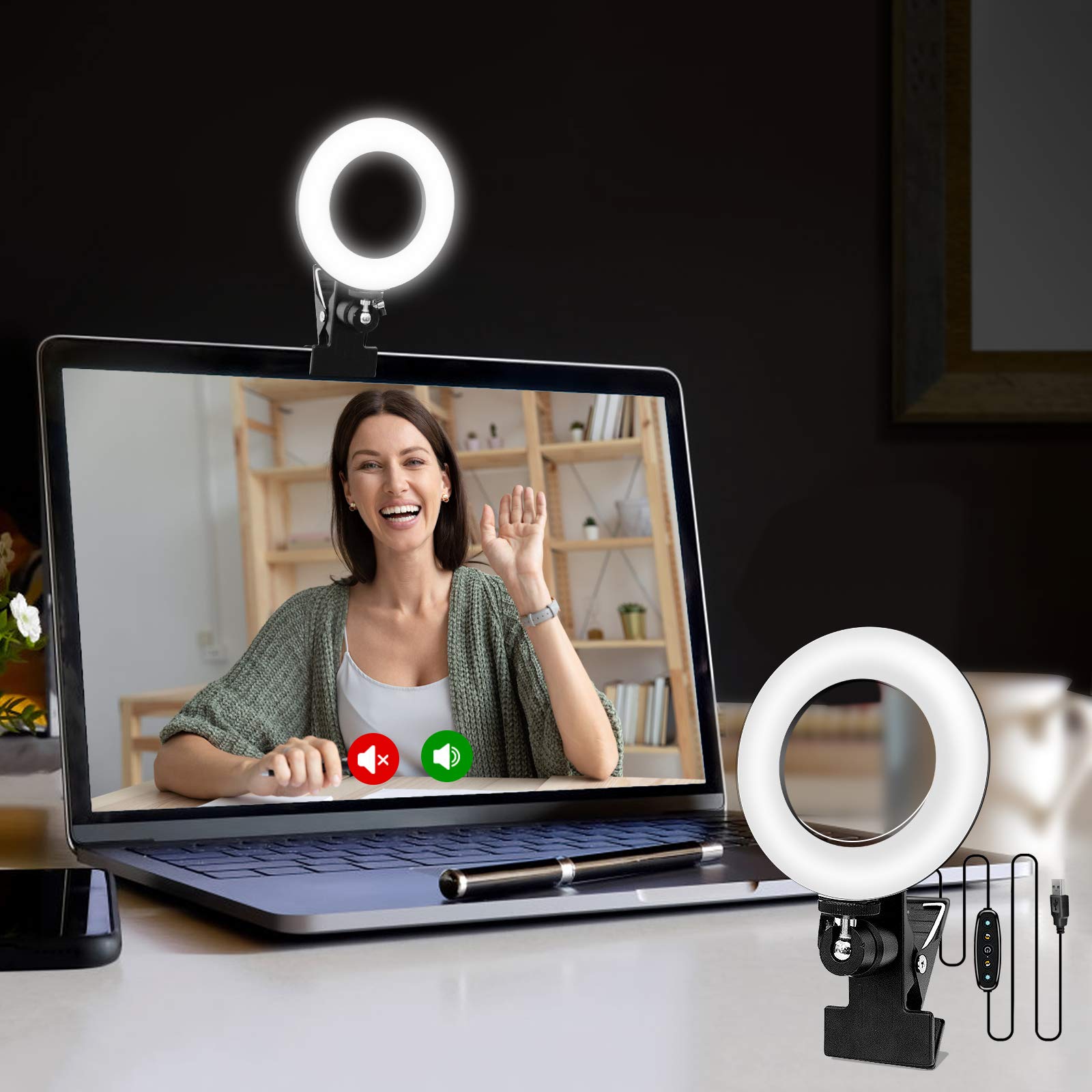 Cyezcor Video Conference Lighting Kit, Ring Light For Monitor Clip On,For Remote Working, Distance Learning,Zoom Call, Self Broadcasting And Live Streaming, Computer Laptop Video Conferencing