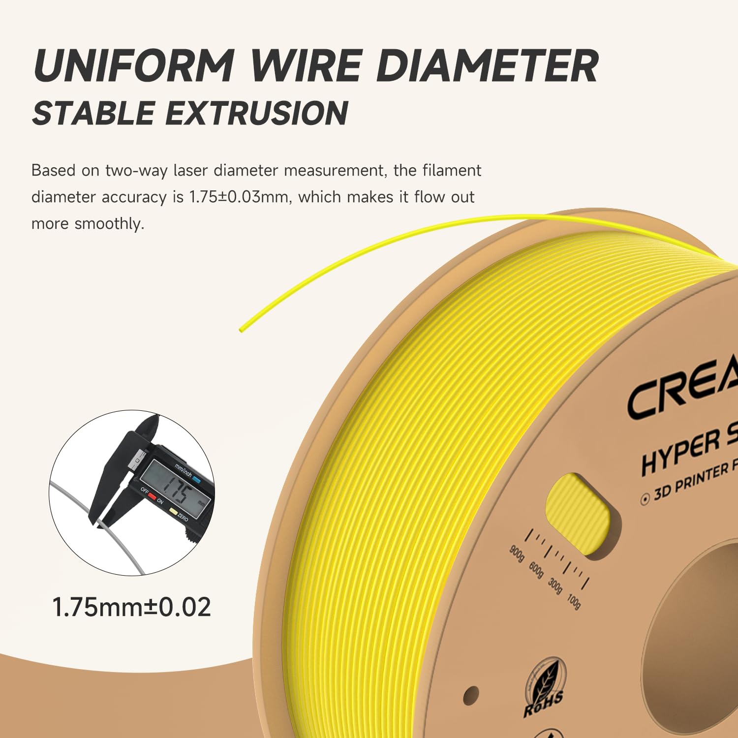 Official Creality Hyper Pla Filament 1.75Mm, High Speed Pla 30 600Mm/S 3D Printer Filament Pla, Dimensional Accuracy +/ 0.02Mm,