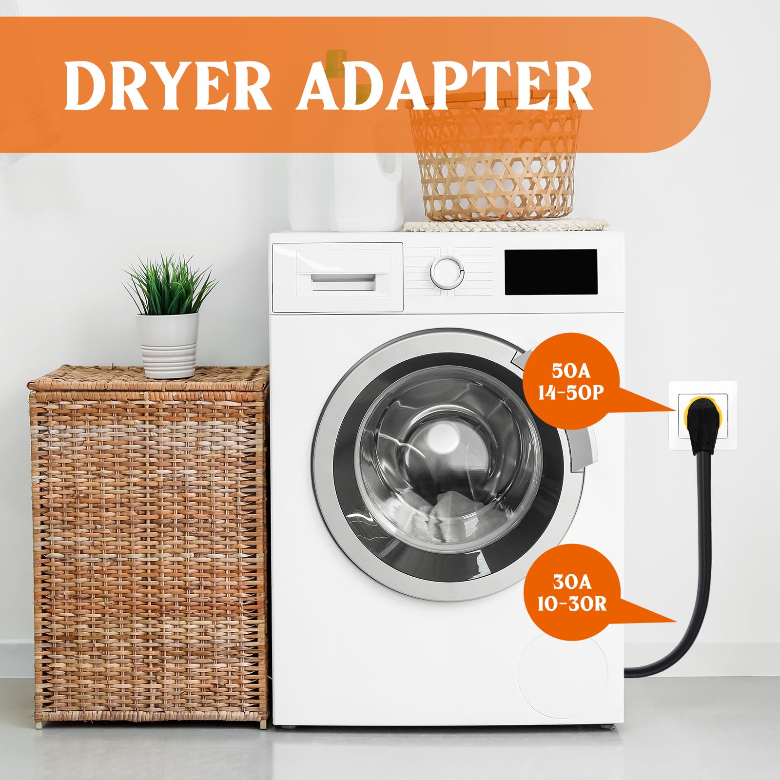 Kanayu 50Amp To 30Amp Dryer Adapter Compatible With Nema 14 50P To 10 30R, 4 Prong Rv 14 50P Male 3 Prong 10 30R Female Adapter