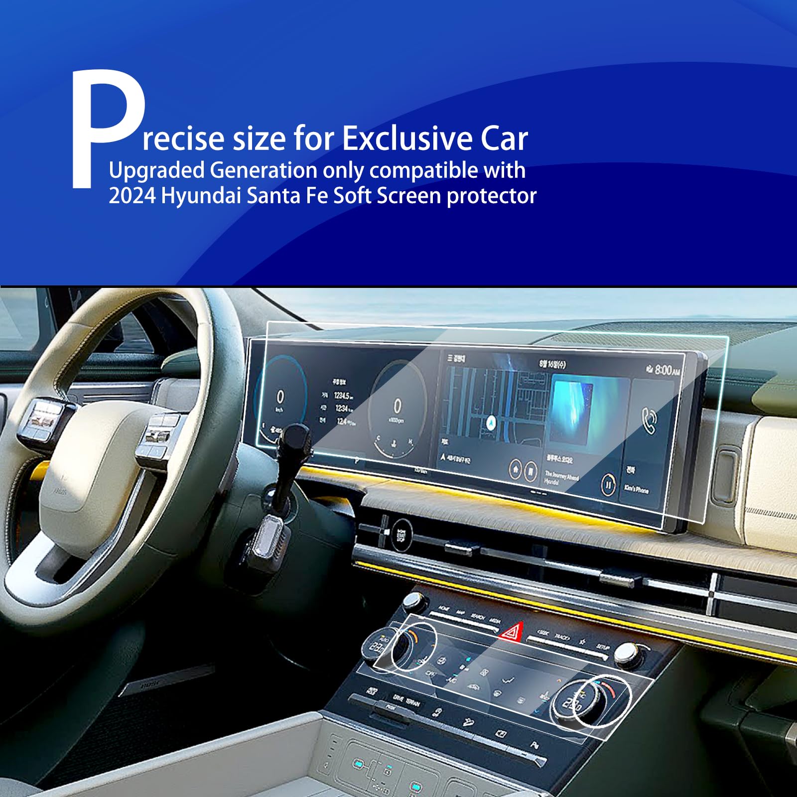 2Pack 2024 Hyundai Santa Fe Screen Protector & Ac Climate Film For 2024 Hyundai Santa Fe Se Sel Xrt Limited Calligraphy Hybrid D