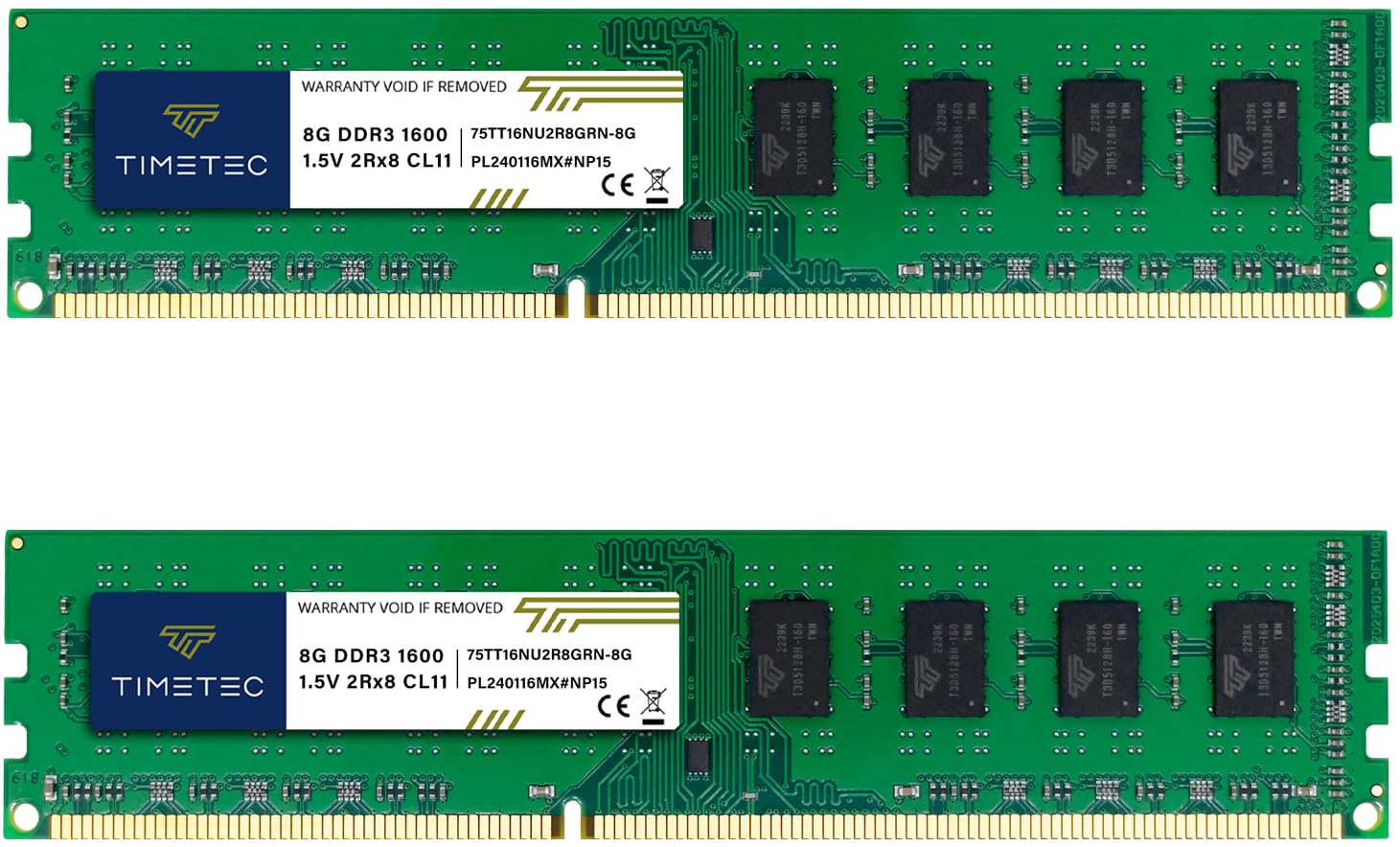 Timetec 16Gb Kit(2X8Gb) Ddr3 1600Mhz (Ddr3 1600) Pc3 12800 (Pc3 12800U) Non Ecc Unbuffered 1.5V Cl11 2Rx8 Dual Rank 240 Pin Udim