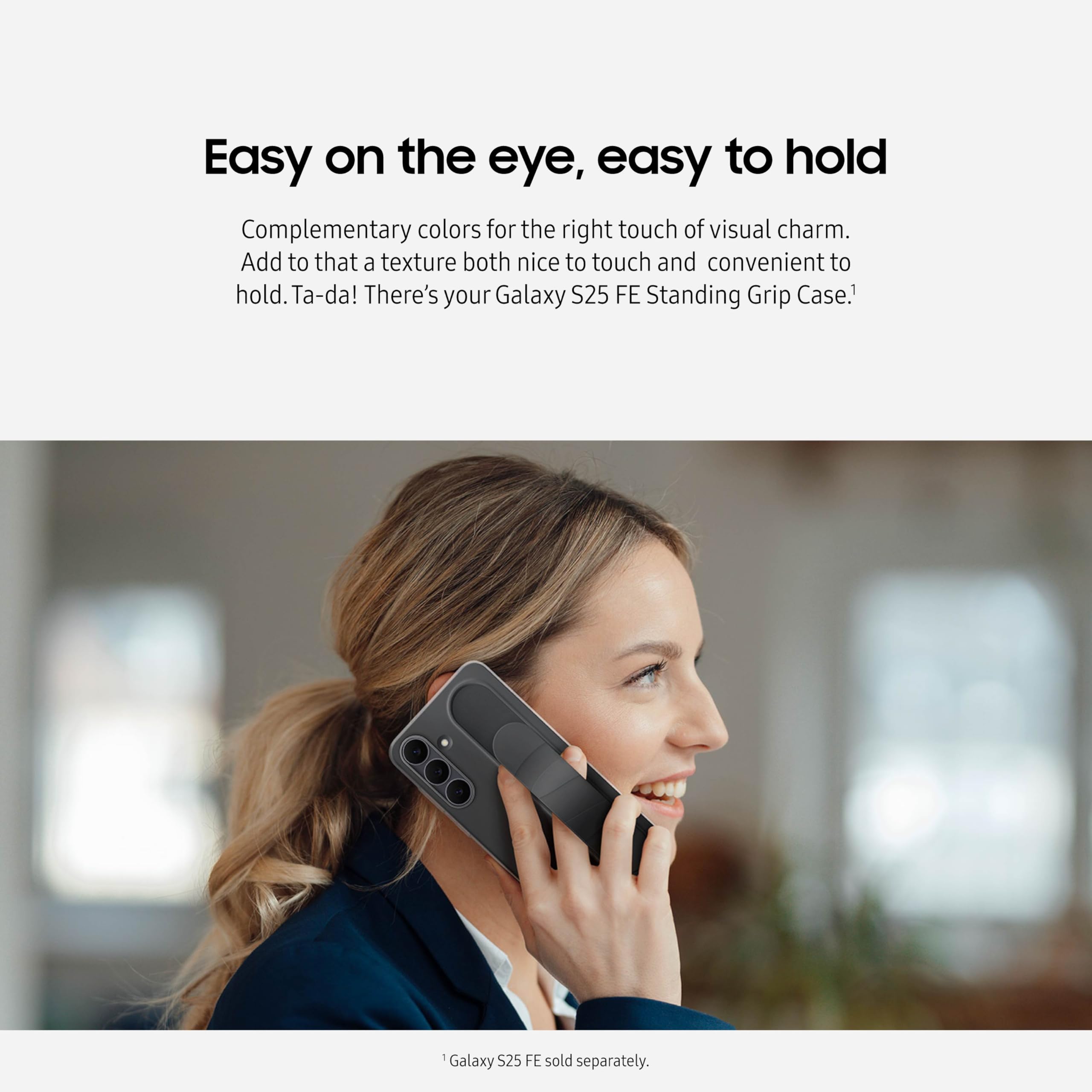 Samsung Galaxy S25 Fe Standing Grip Phone Case, Protective Cover With Stand, Hands Free, Secure Grip, Soft, Comfortable Design,