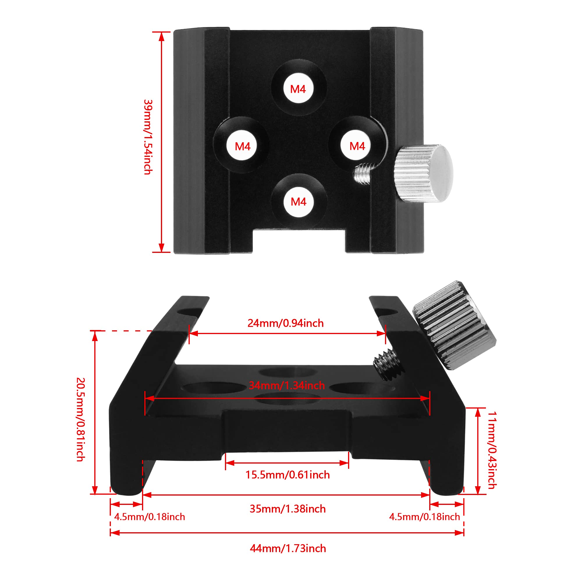 Astromania Dovetail Mounting Base With 4 Holes For M4 Screws