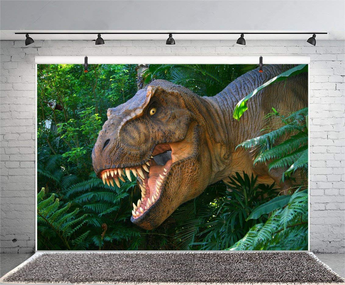 Leyiyi 5X3Ft Photography Background 3D Safari Dinasour Birthday Party Backdrop Ancient Jungle Tropical Bush Teeth Hunting Summer Camp Baby Shower Photo Portrait Vinyl Video Studio Prop