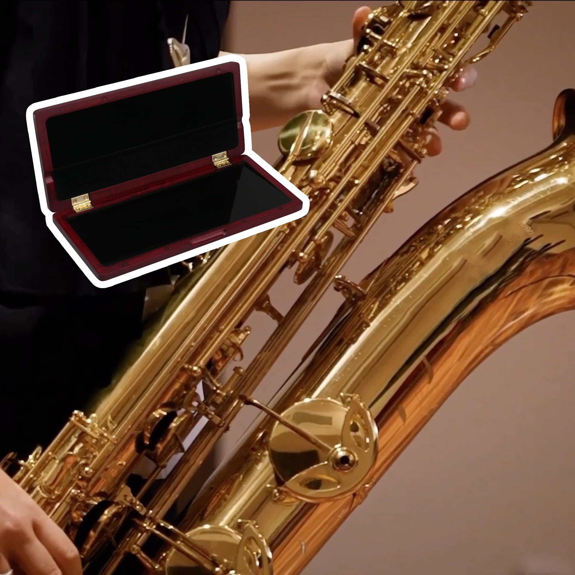 Yibuy Strong Clarinet Reed Box For 10 Reeds With Closure Mahogany Color Solid Wood