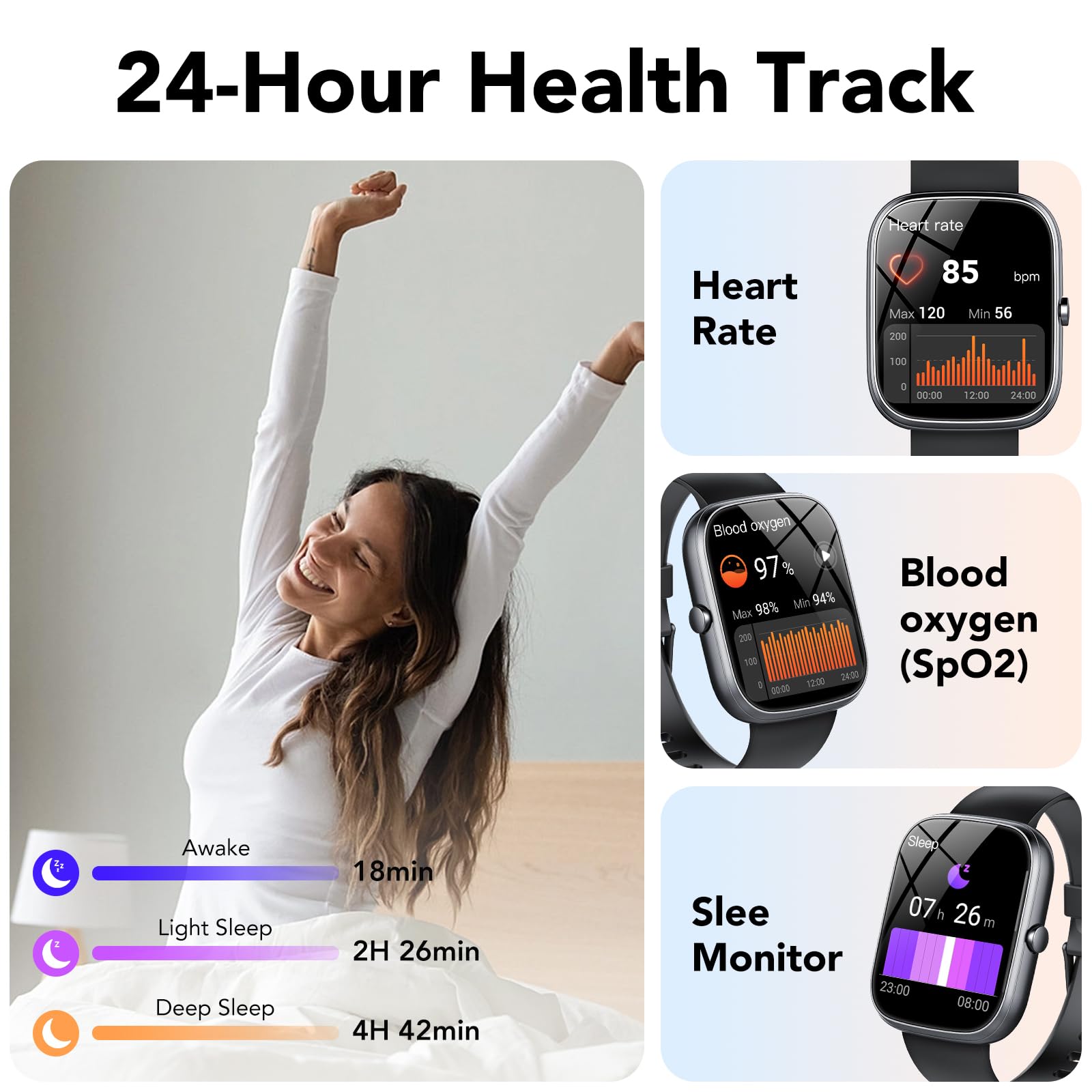 Smart Watch For Men Women (Answer/Make Call), 1.91 '' Smartwatch Fitness Activity Tracker, 100+ Sports Modes/Heart Rate/Sleep Mo