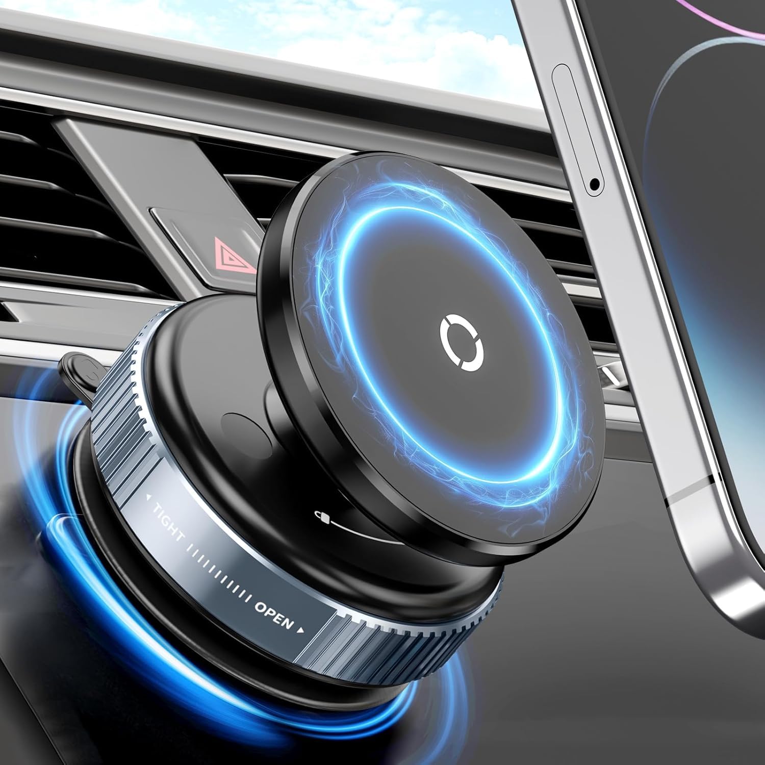 Spguard Upgraded Vacuum Magnetic Car Phone Holder,360 Rotatable 15W Wireless Charger For Car,Suction Cup Phone Mount For Mag-Saf