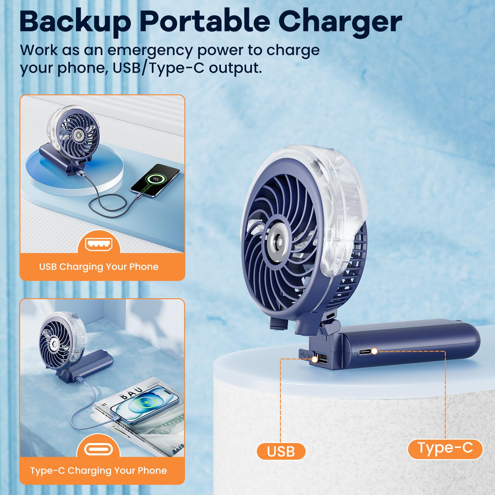 Handfan 5200Mah Portable Misting Fan With Charger, Rechargeable Handheld Personal Mister Fan, Battery Operated Spray Water Mist