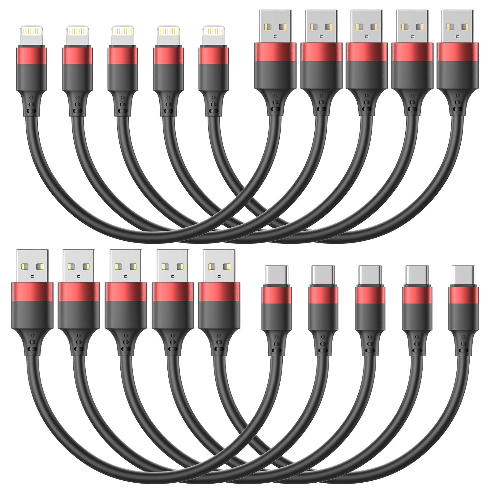 1Ft Multipack Short Iphone Charger Cable For Iphone 14 13 12, Bulk Short Usb A To Usb C Cable 12 Inch For Charging Station Compa