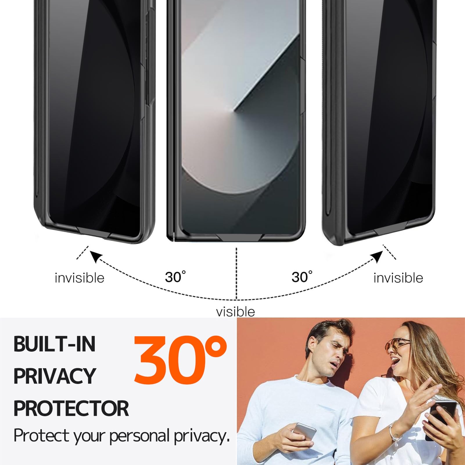 Ninki For Samsung Galaxy Z Fold 6 Case With S Pen Holder & Invisible Kickstand,Built In Privacy Screen Protector And Hinge,Shock