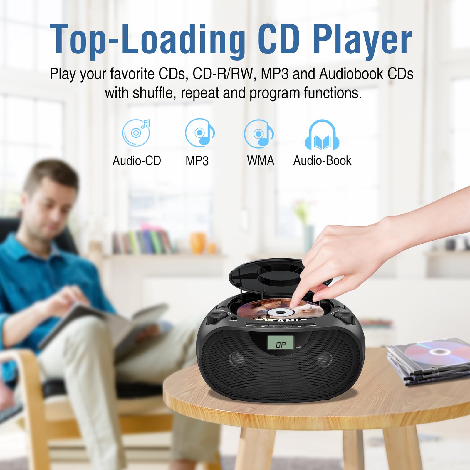Nextron Portable Bluetooth Cd Player Boombox With Am/Fm Radio Stereo Sound System, Playback Cd/Mp3/Wma, Usb & Aux Ports, Headpho