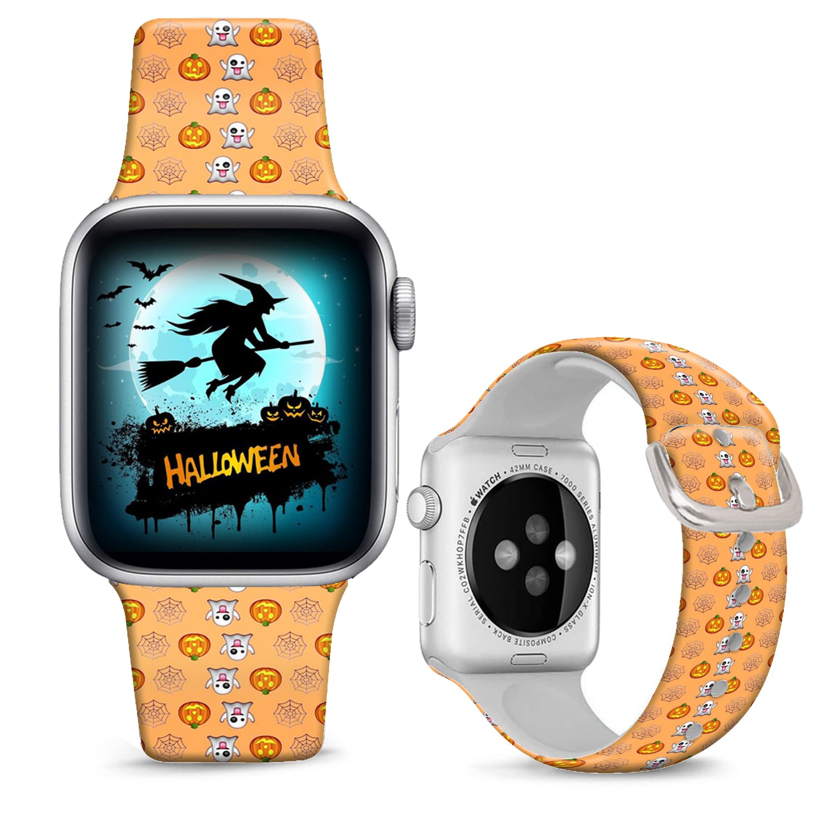 Doo Uc Halloween Decorations Floral Bands Compatible With Apple Watch 38Mm 40Mm 41Mm For Men Women Girls, Funny Pumpkin Ghost Si