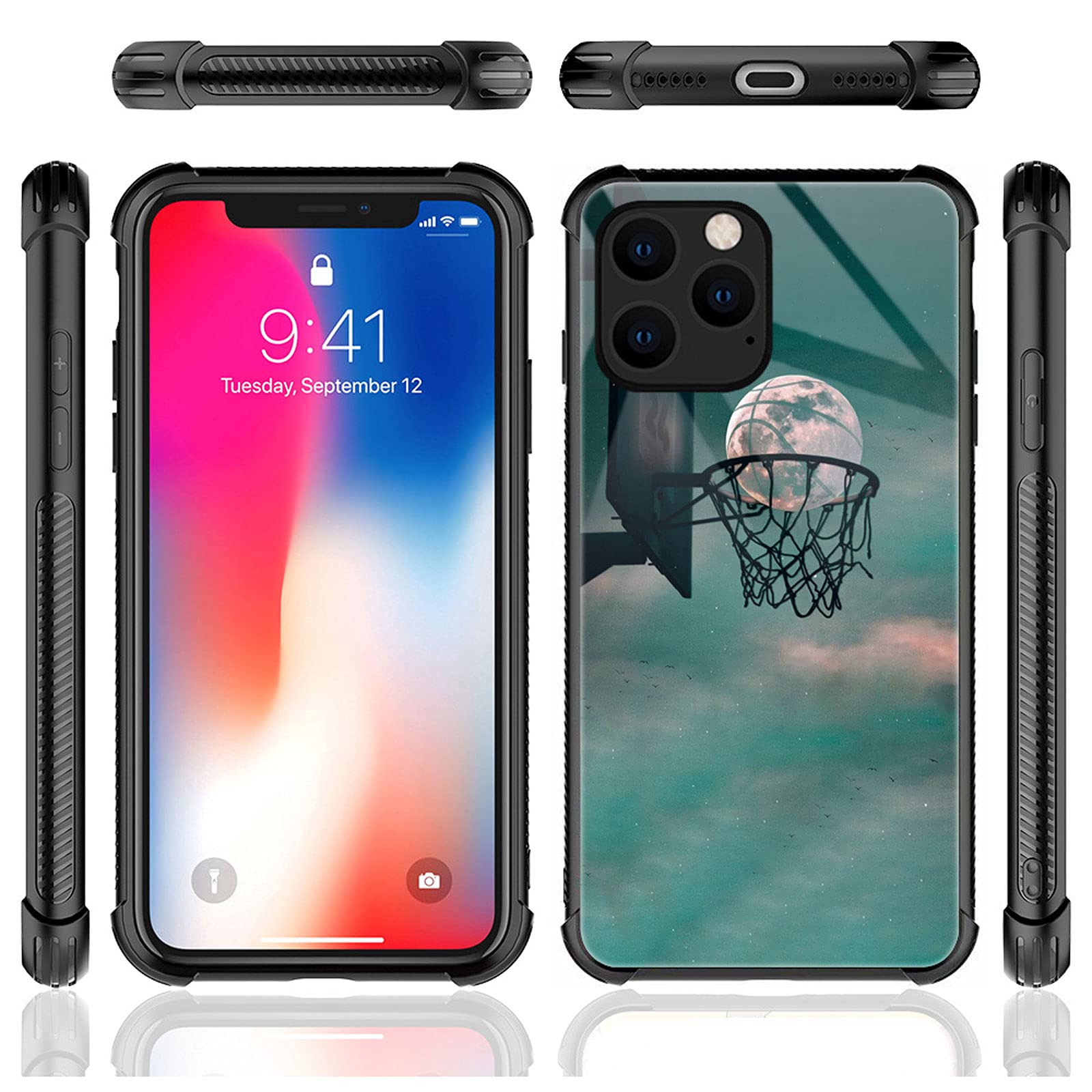 CARLOCA iPhone 13 Pro Max Case Shockproof Anti-Scratch Drop Protection Polycarbonate Moon Basketball Love