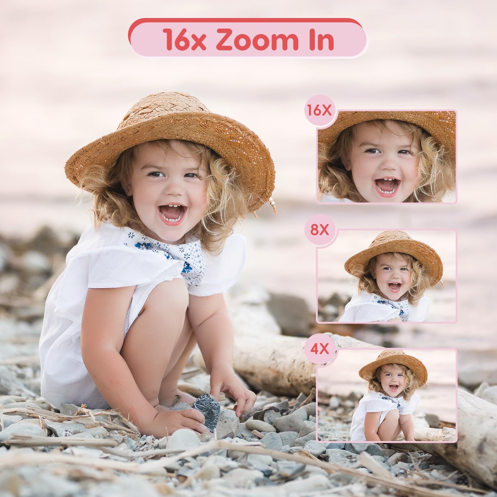 Digital Camera, Fhd 1080P Kids Camera 44Mp Point And Shoot Camera 16X Zoom Compact Small Photography Camera For Kids With 32G Ca