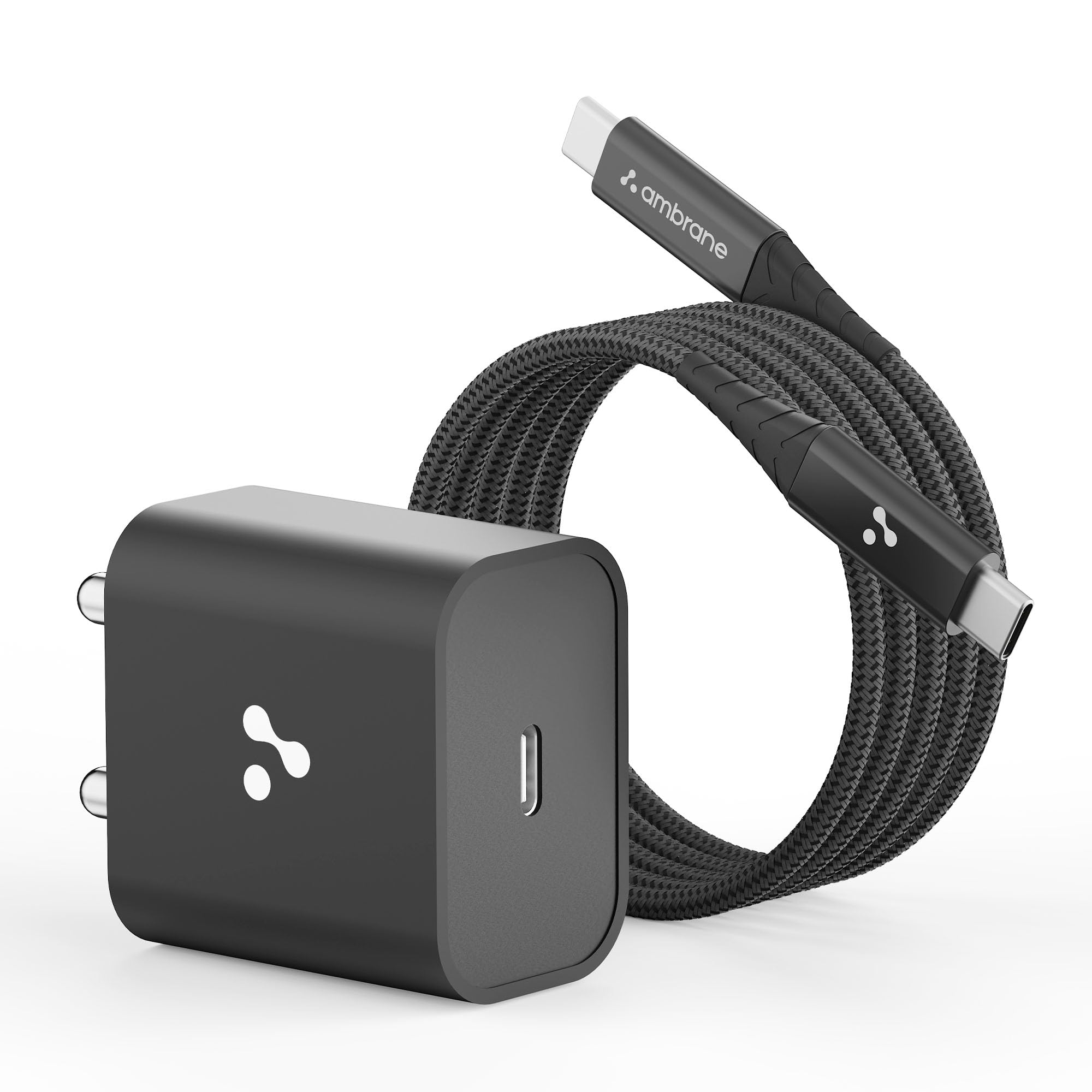 Ambrane 20W TypeC Mobile Charger Adapter with TypeC to TypeC Charging Cable | Fast Charging for Android, iPhone 14/13/12/11/X