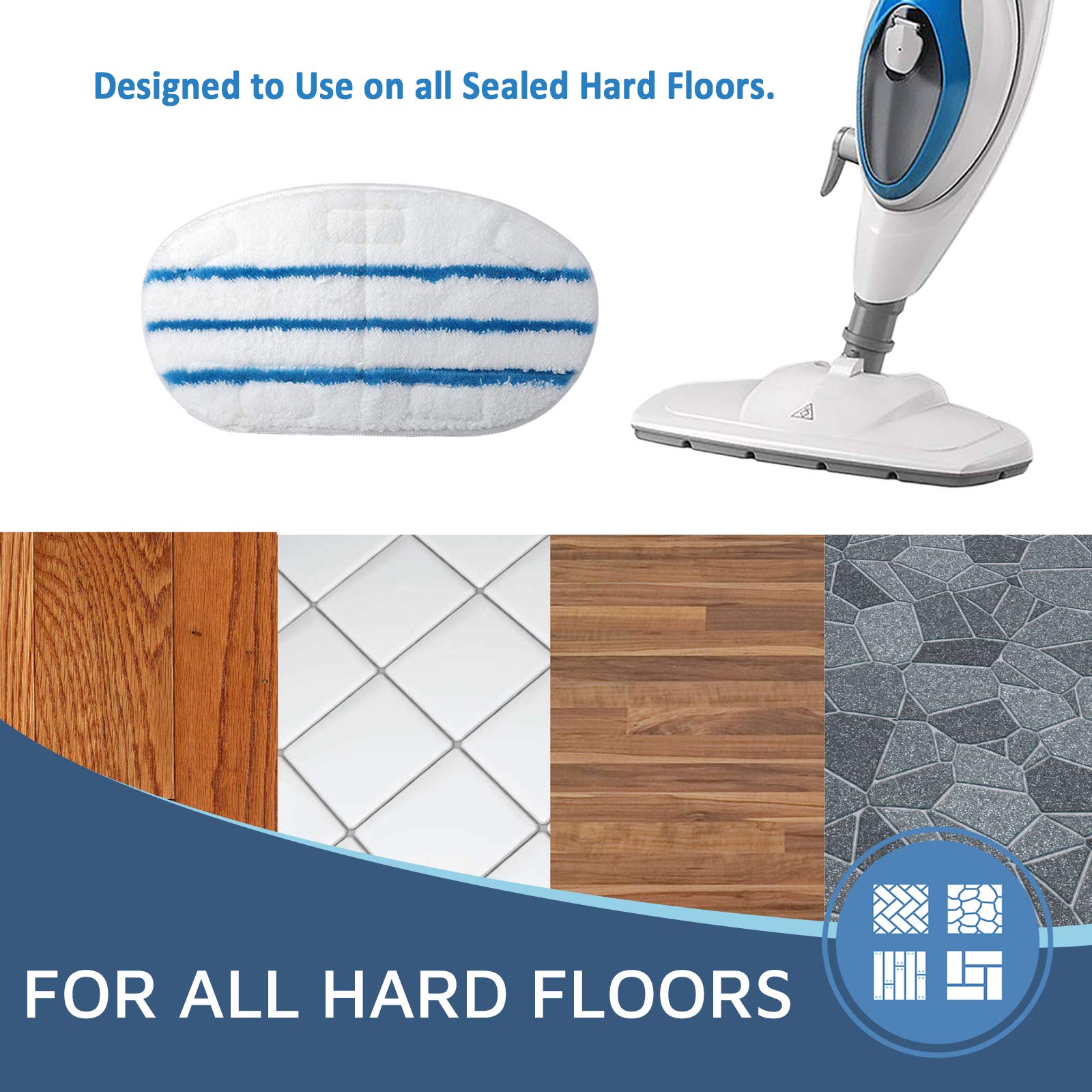 12 Pack Steam Mop Replacement Pad For Pursteam Thermapro 10 In 1 Steam Mop, Washable Reusable Steamer Pads By F Flammi