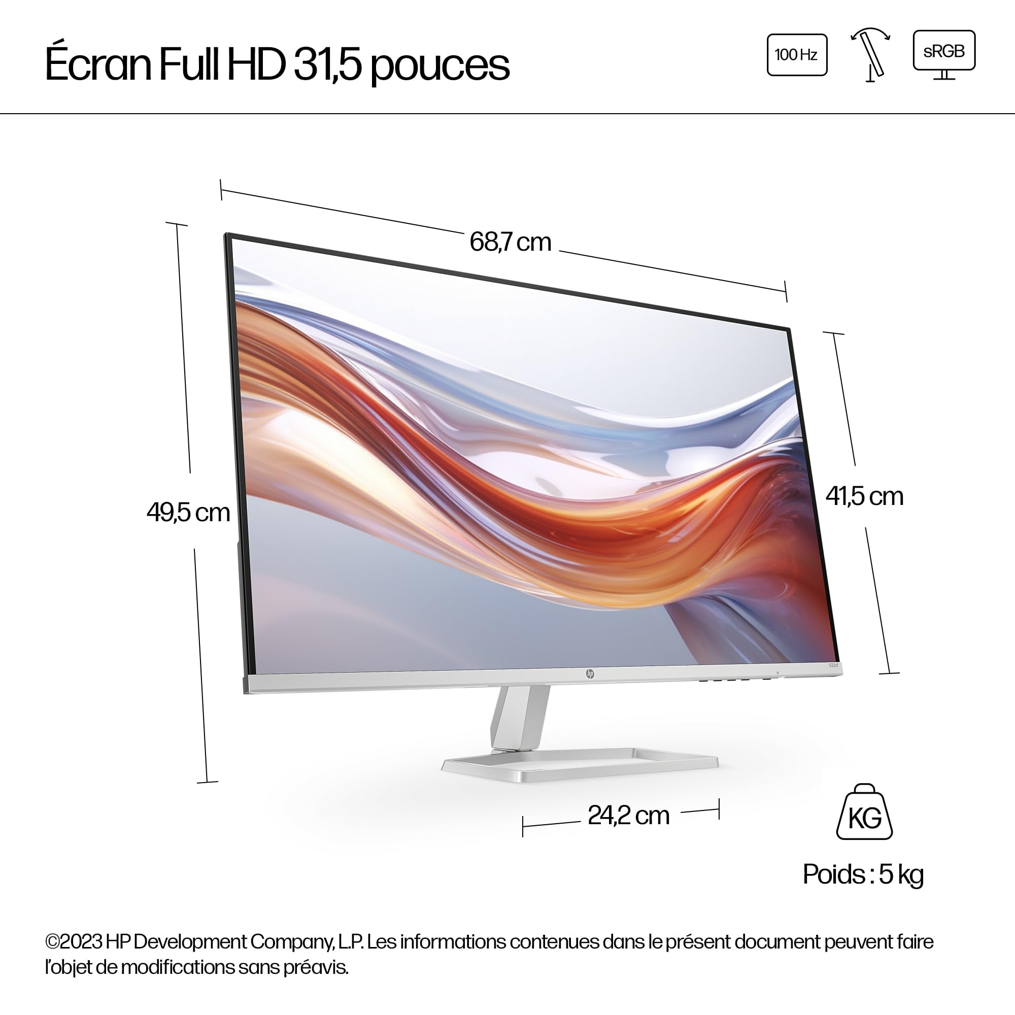 Hp Series 5 31.5 Inch Fhd Monitor - 532Sf, 80 Cm, W128952815 (Monitor - 532Sf, 80 Cm (31.5), 1920 X 1080 Pixels, Full Hd, Lcd, 7