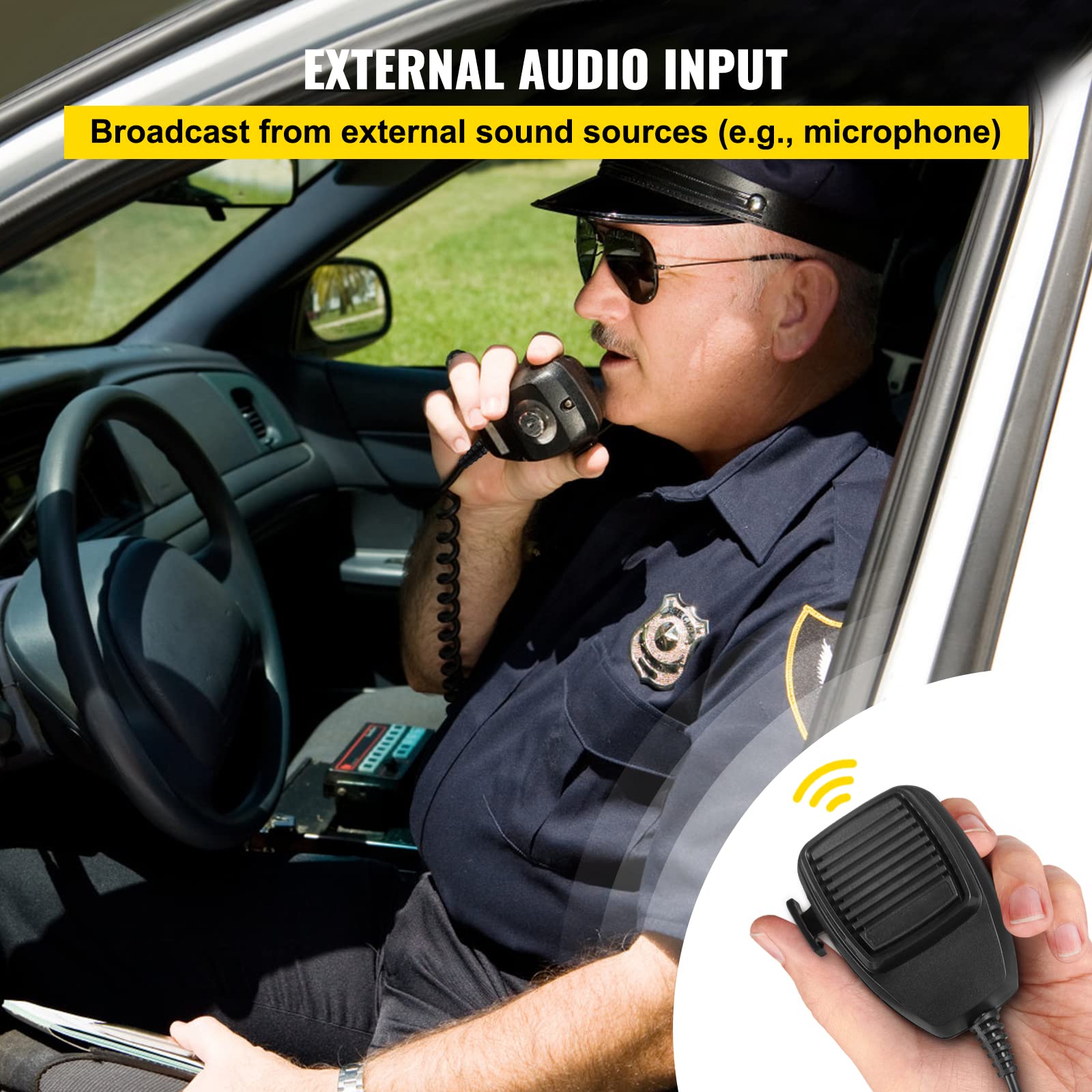 Mophorn 200W Car Warning Alarm Vehicle 7 Sound Loud Warning Alarm Kit Mic System Emergency Fire Siren Pa Speaker