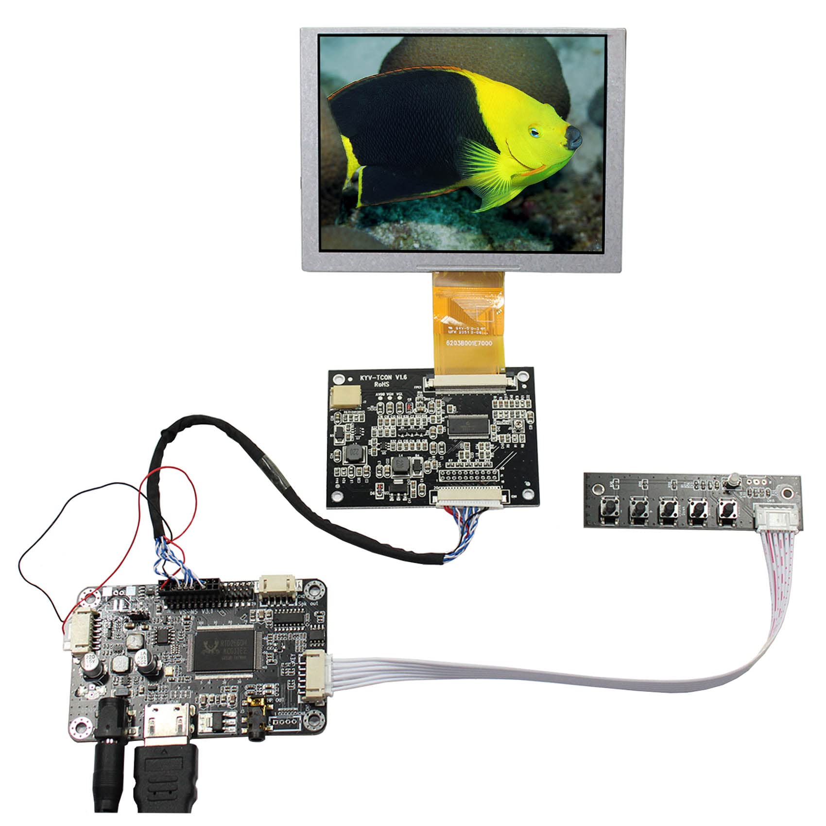 Vsdisplay 5'' Zj050Na 08C 5 Inch 640X480 Lcd Screen Work With Hd Mi Lcd Controller Driver Board Vs N5V3.1 At050Tn22 Replacement