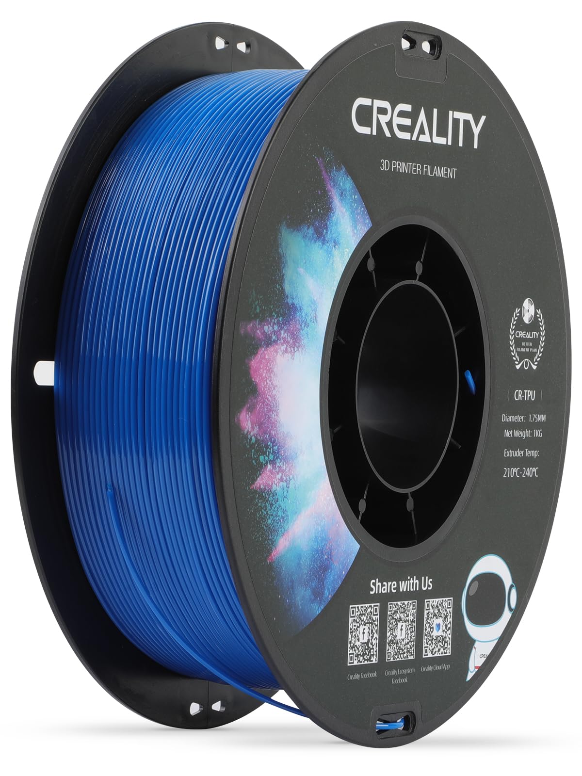 Creality TPU Filament 1.75, 95A TPU Flexible Filament, Higher Hardness & Resilience, Soft Adhesive Material, Elastic, 1kg(2.2lbs