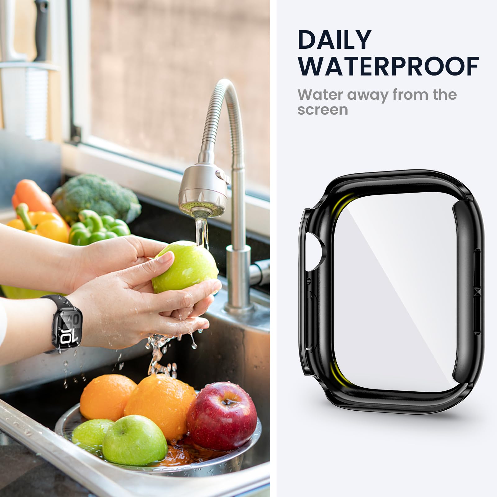 Tensea For Waterproof Apple Watch Screen Protector Case Series 10 42Mm Accessories, Iwatch Protective Pc Face Cover Built In Tem