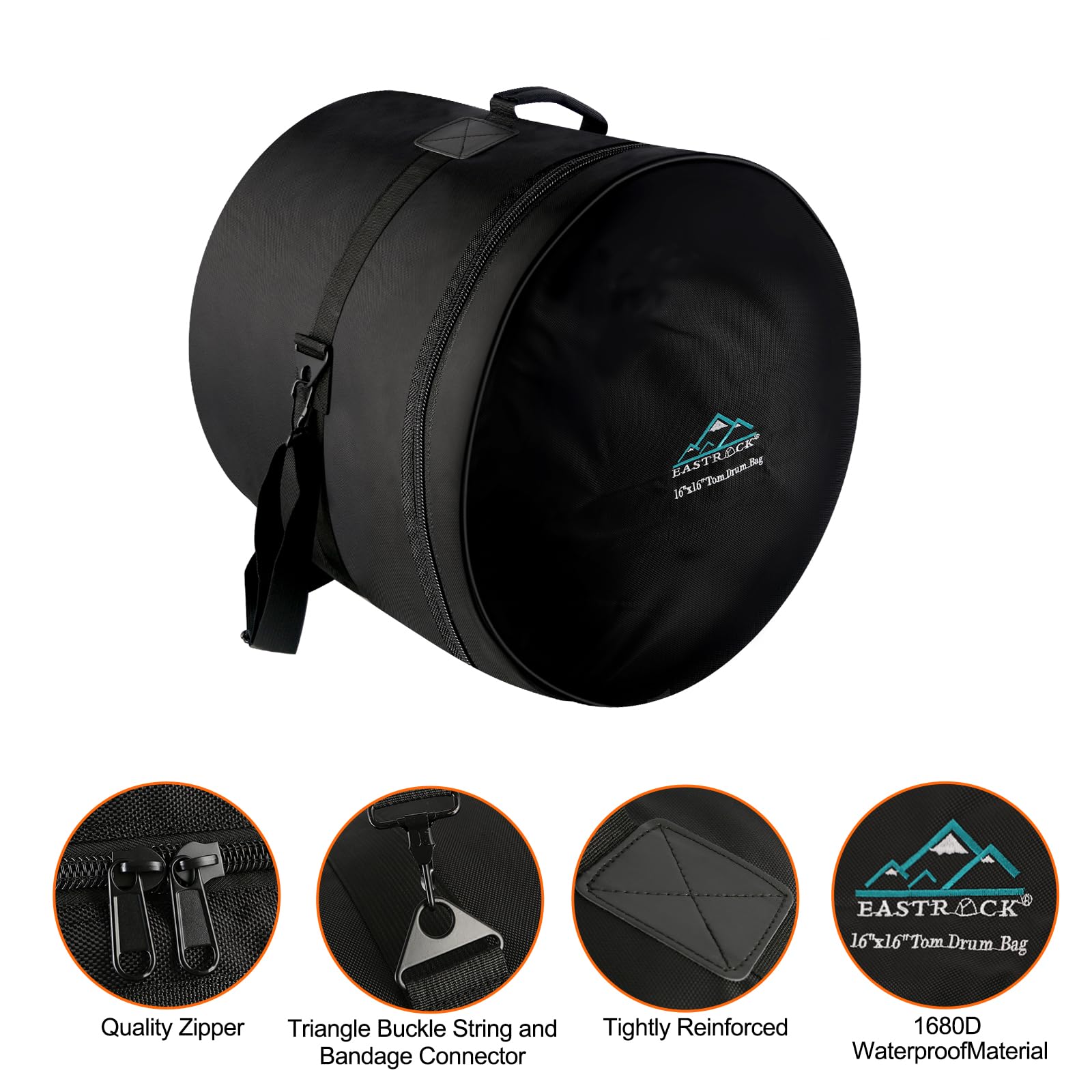 Eastrock 16'' X16'' Floor Tom Drum Bag, Tom Drum Cases 15 Mm Thick Padding For Your Drum Protection (16 * 16'' Tom)