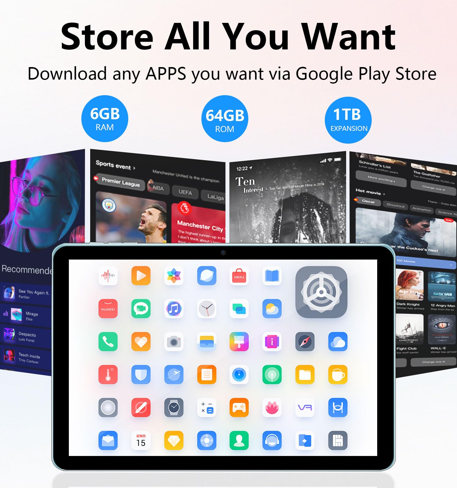 Android Tablet, 10.1 Inch Android 13 Tablets 6Gb Ram 64Gb Rom 1Tb Expand, 1280X800 Ips Hd Touchscreen,6000Mah Battery, Bluetooth