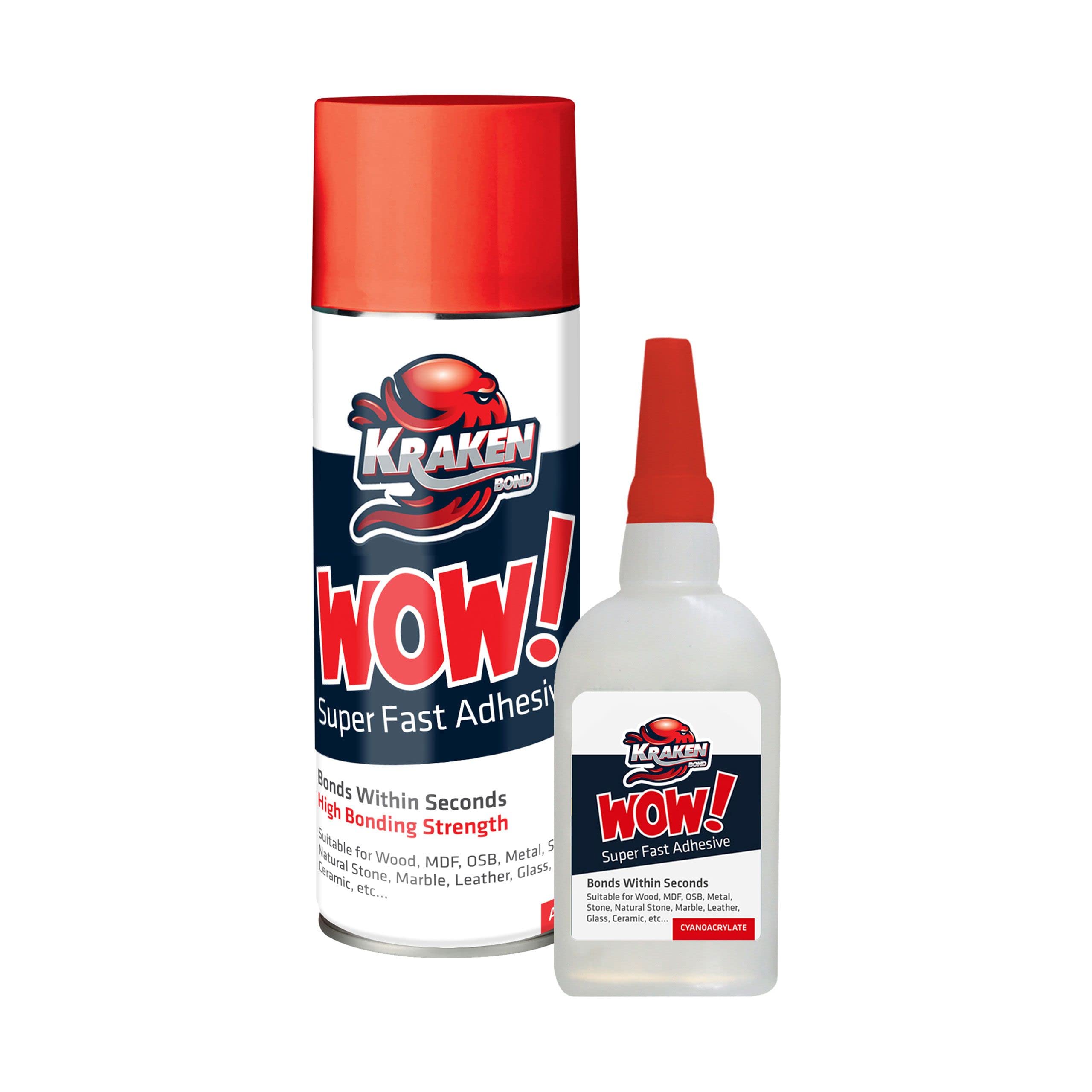 Kraken Bond Wow Ca Glue (350 Oz) With Spray Adhesive Activator (1350 Fl Oz)   Cyanoacrylate Glue, Ca Glue With Activator, Ca Glu